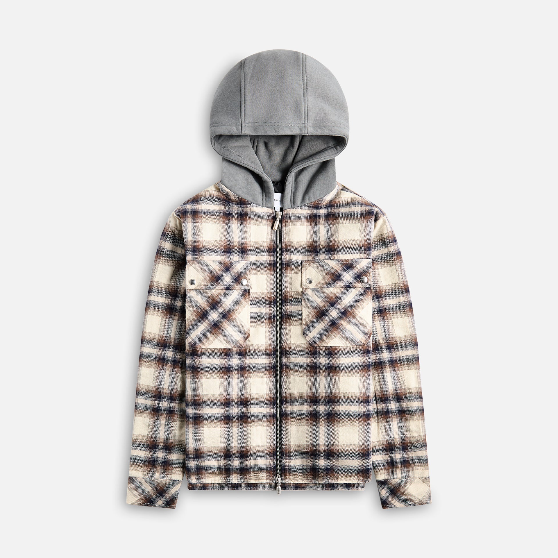 Rhude Hooded Flannel Jacket - Multi Brown