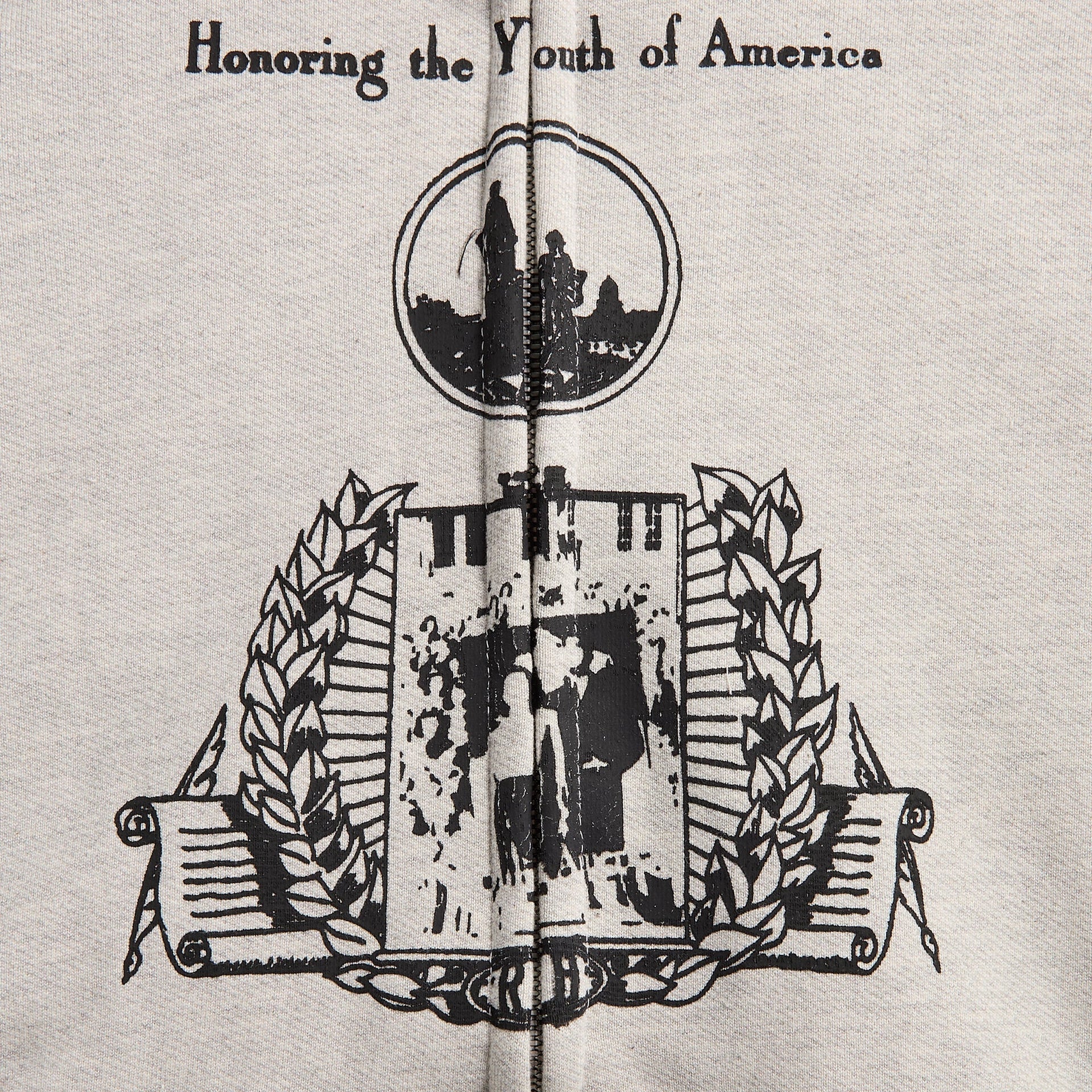 Rhude Youth Of America Zip-Up Hoodie - Heather Grey / Black