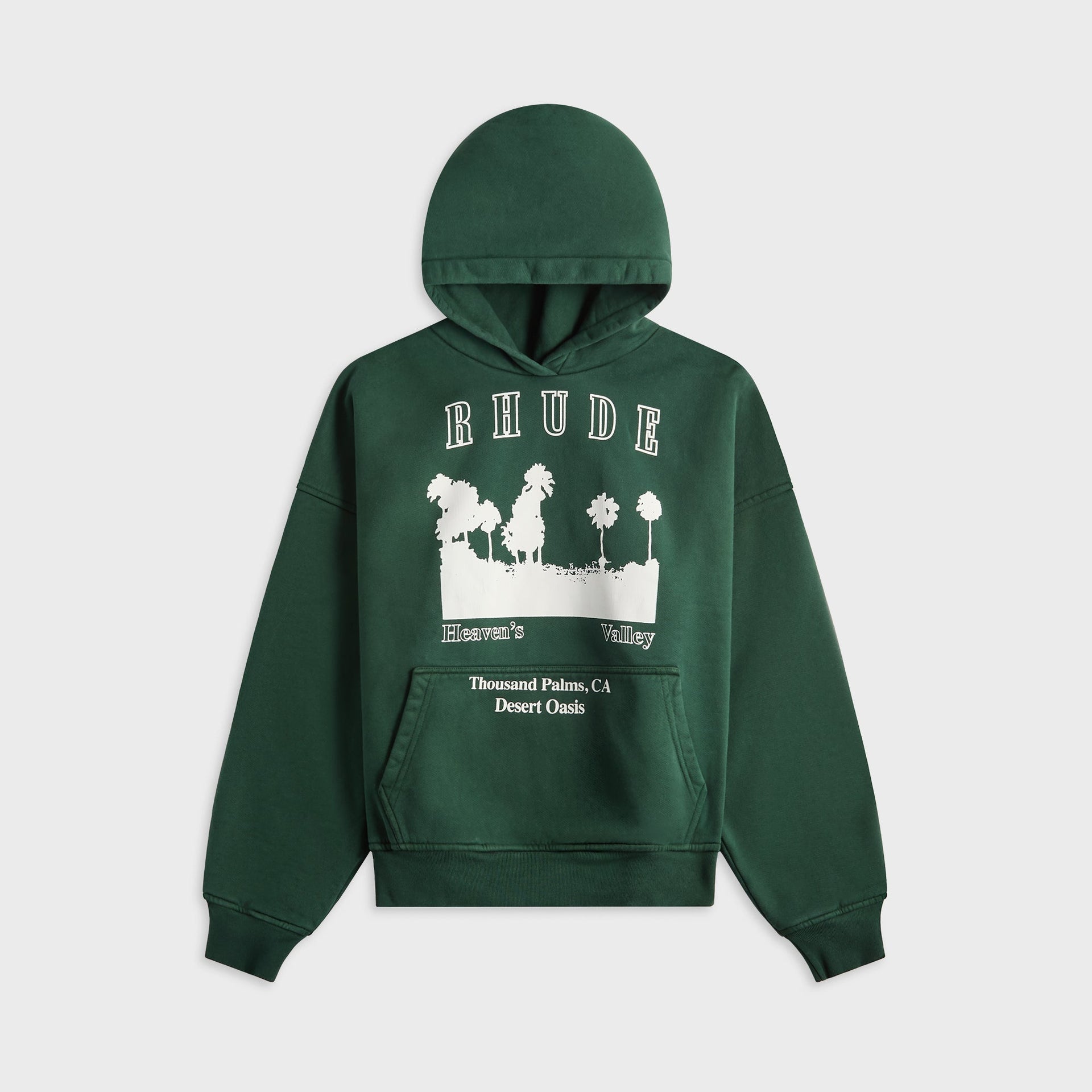 Rhude Thousand Palms Hoodie - Vintage Forest Green / White