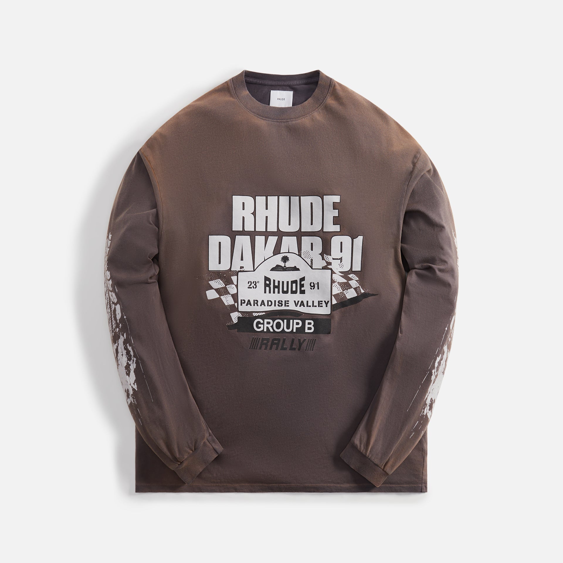 Rhude Dakar 91 Long Sleeve Tee - Vintage Grey