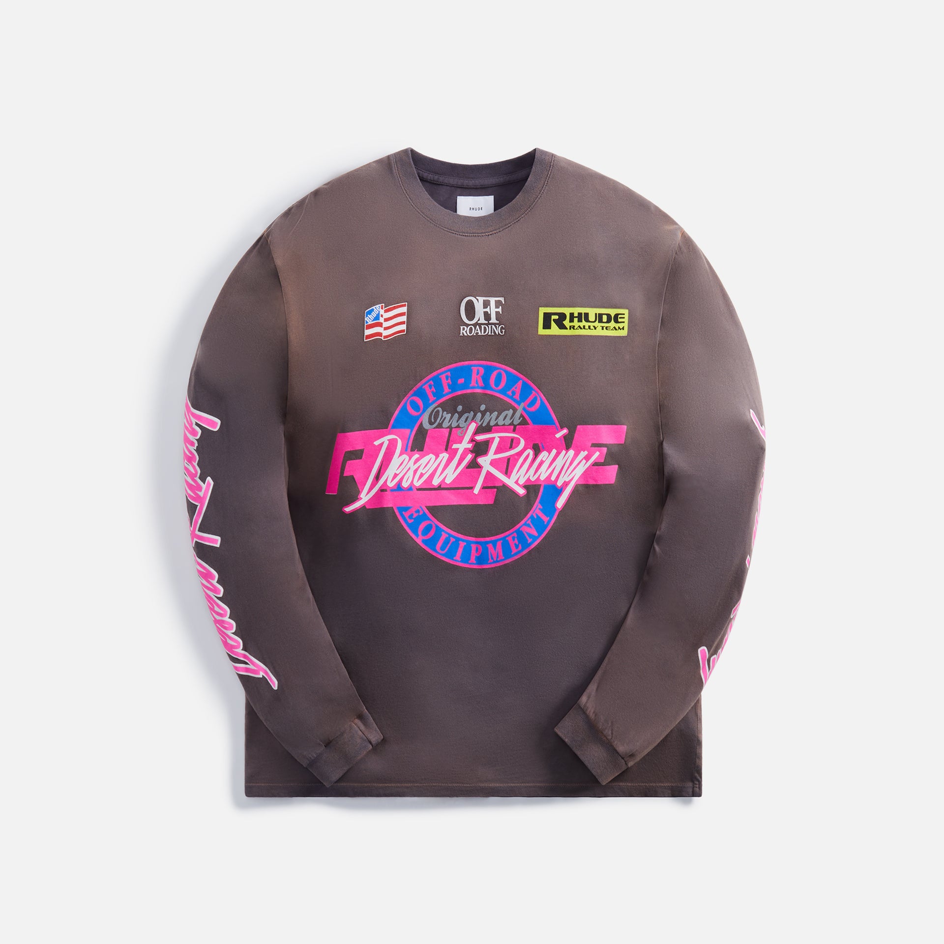 Rhude Desert Racing Long Sleeve Tee - Vintage Grey