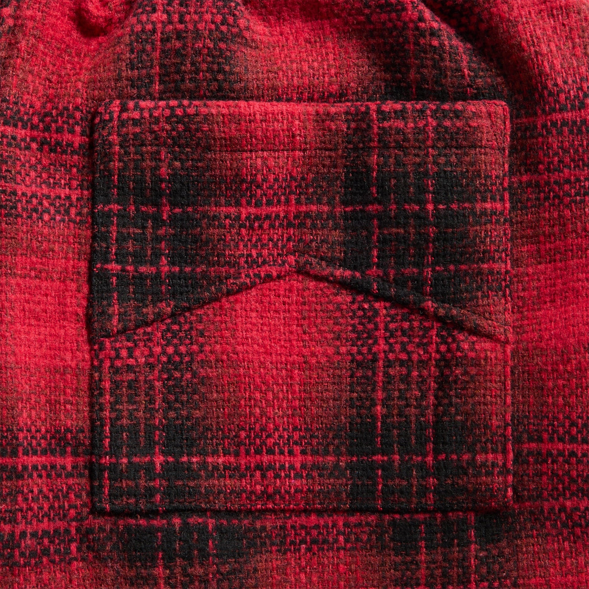 Rhude Flannel Collegiate Court Logo Short in Red / Black