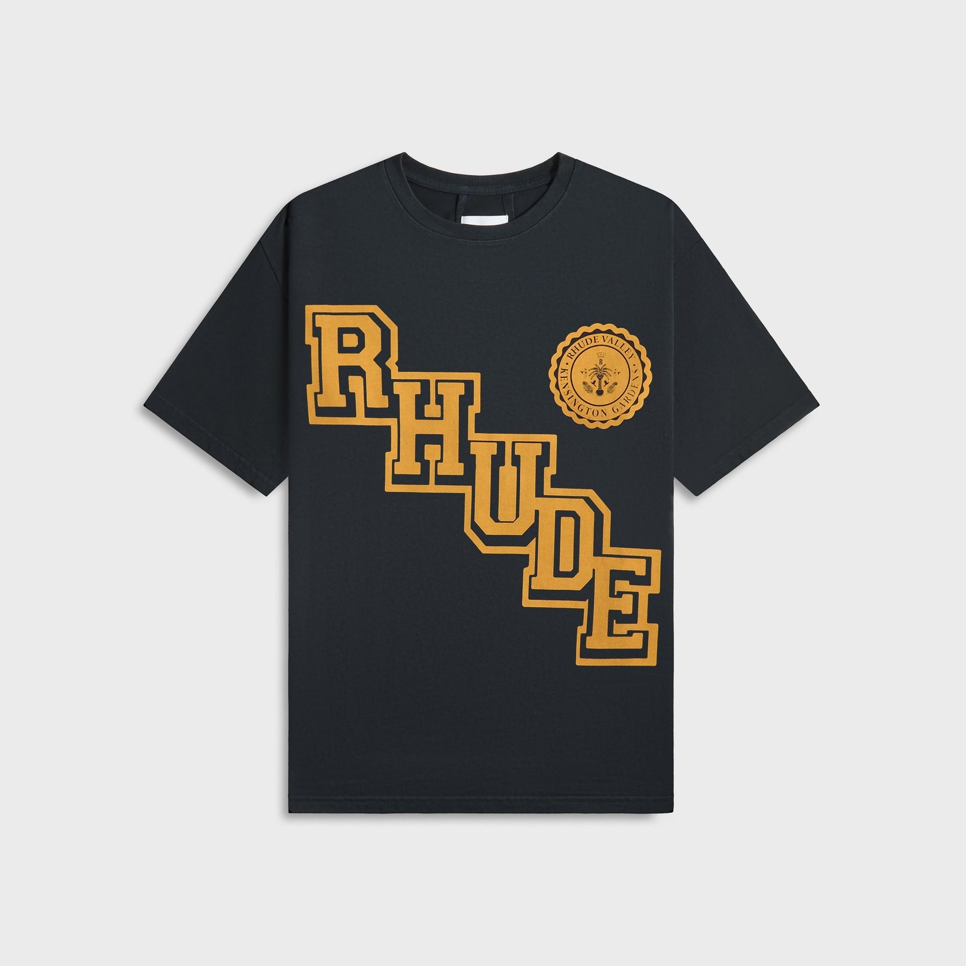 Rhude Collegiate Crest Tee in Vintage Black