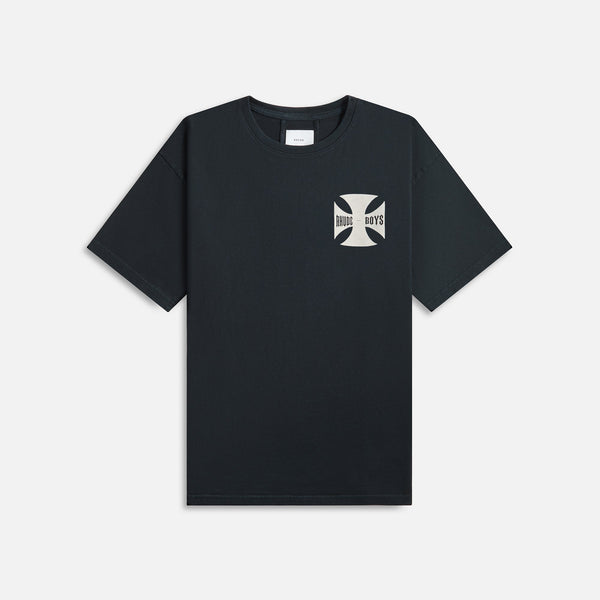 Tシャツ・カットソー RHUDE Men T-shirt Black RHPS25TT05012 2306 Rhude Cadre Tee - Vintage Black – Kith