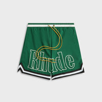 Rhude Logo Basketball Swim Short - Forest Green / Black / White