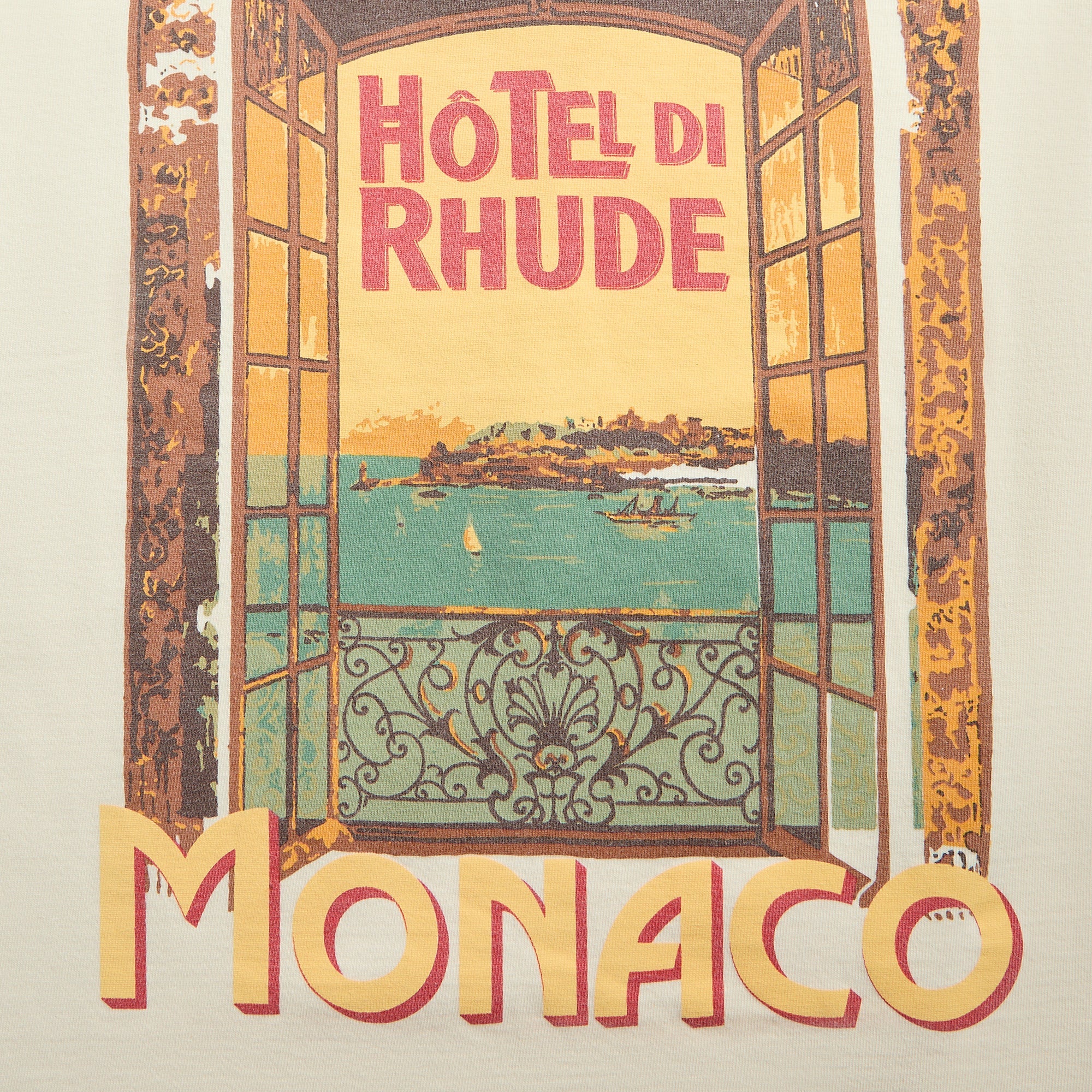 ★Rhude★ オフホワイト Hotel Di Monaco Tシャツ HOTEL DI MONACO TEE – R H U D E