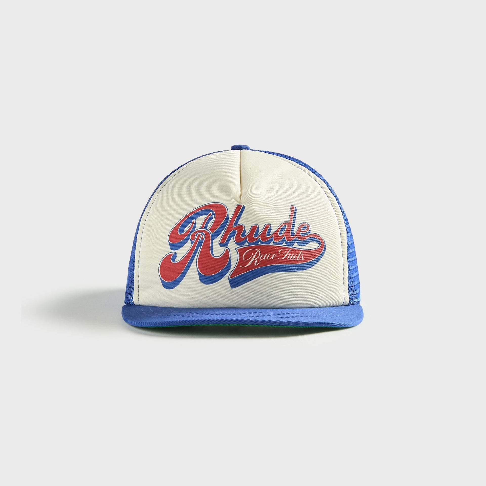 Rhude Pit Stop Trucker Hat - White / Blue / Red