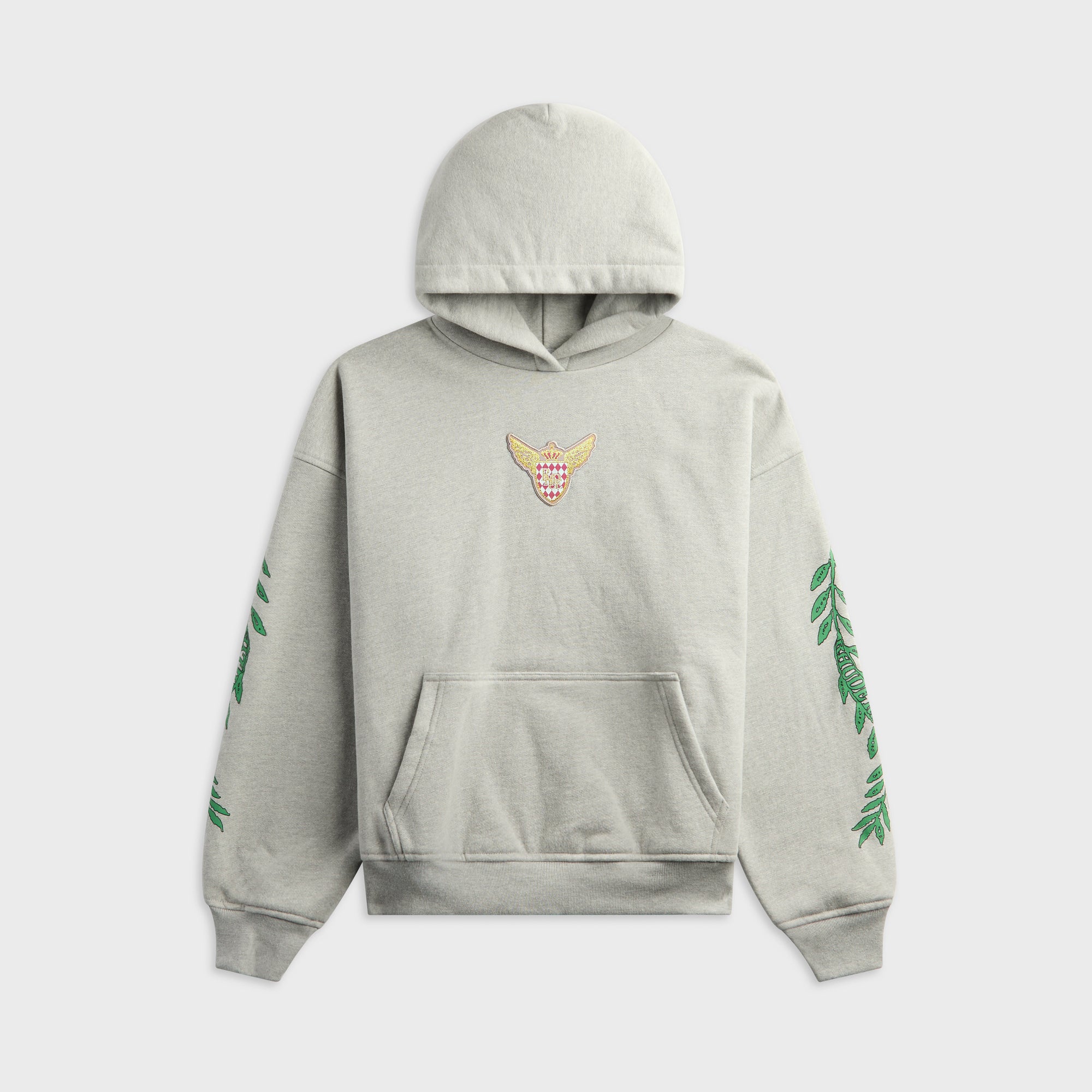 Rhude Tripoli Rally Team Zip-Up Hoodie - Heather Grey / Green