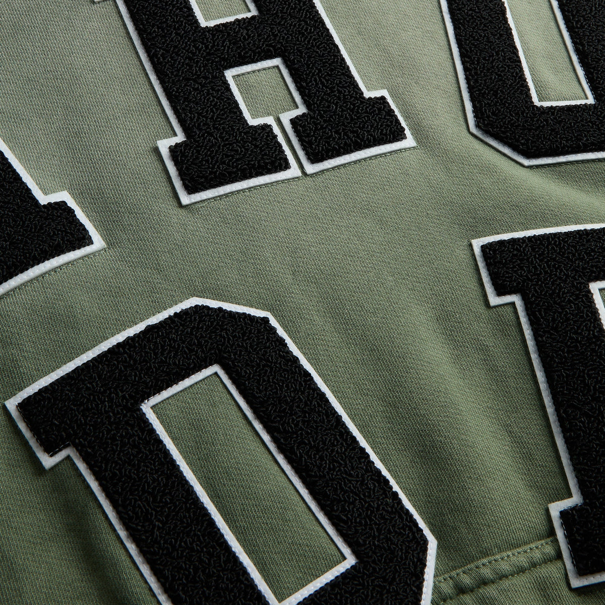 Rhude Chenille Patch Logo Hoodie - Washed Olive / Black
