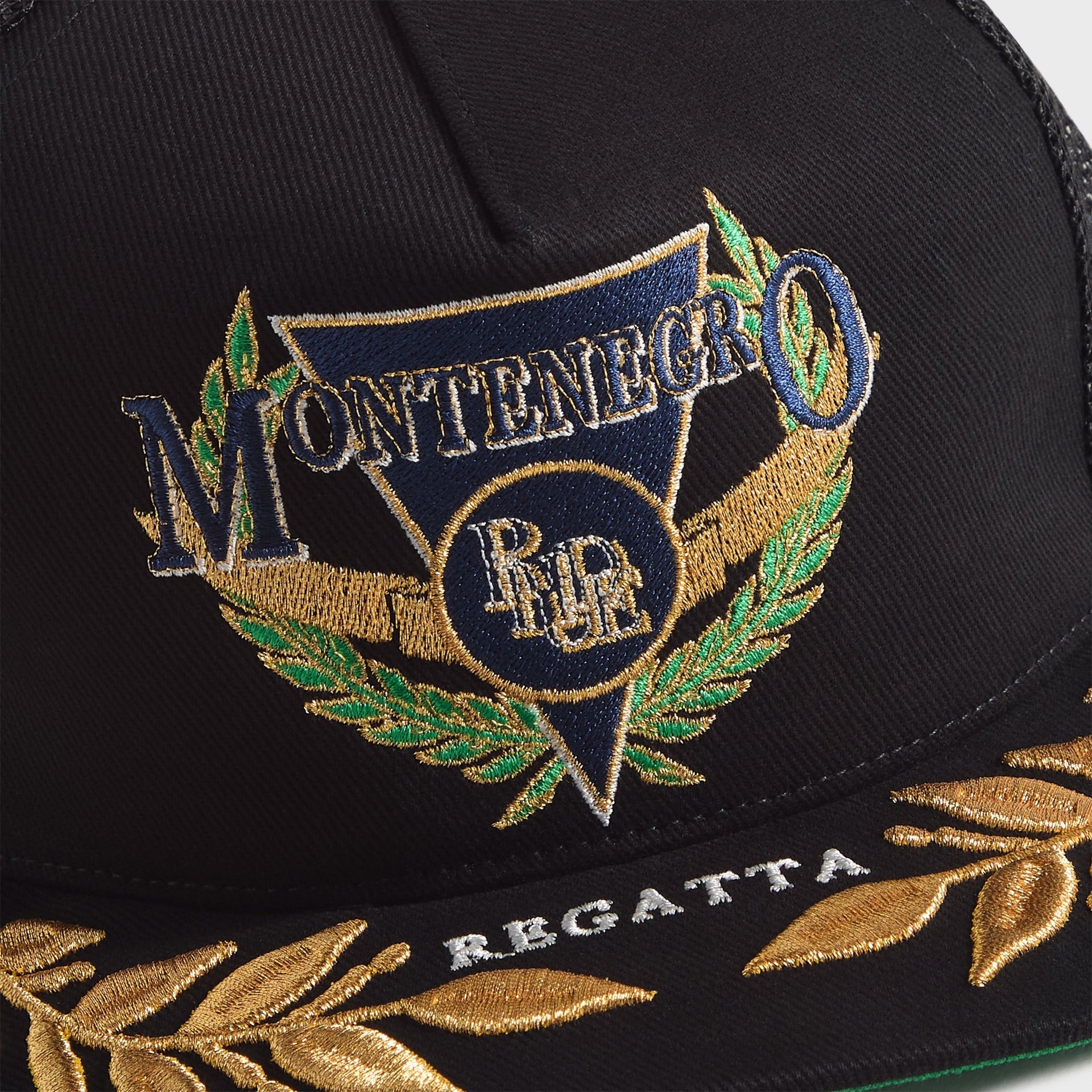 Rhude Montenegro Regatta Trucker Cap - Black / Navy / Gold