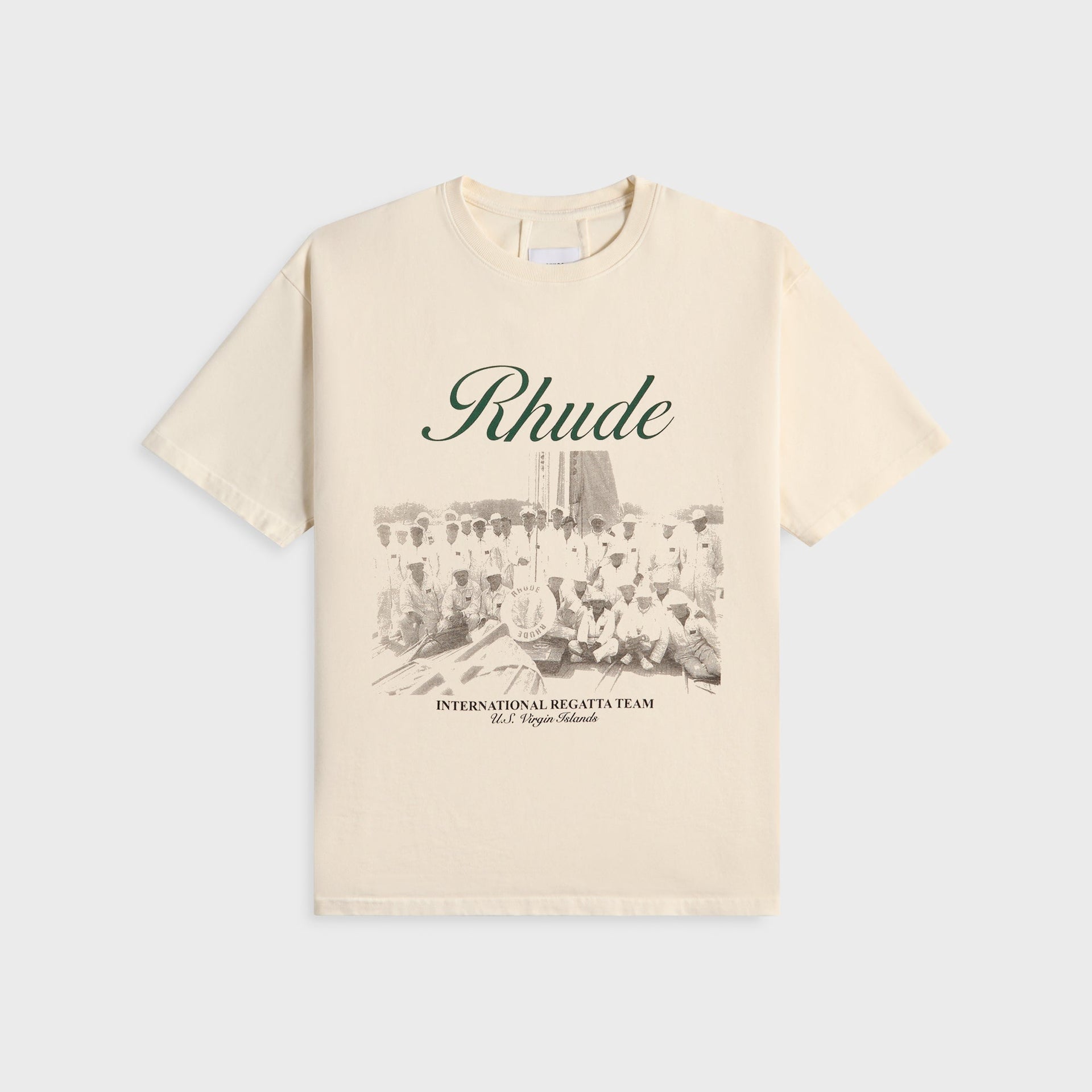 Rhude Virgin Islands Script Tee - Vintage White / Black / Green