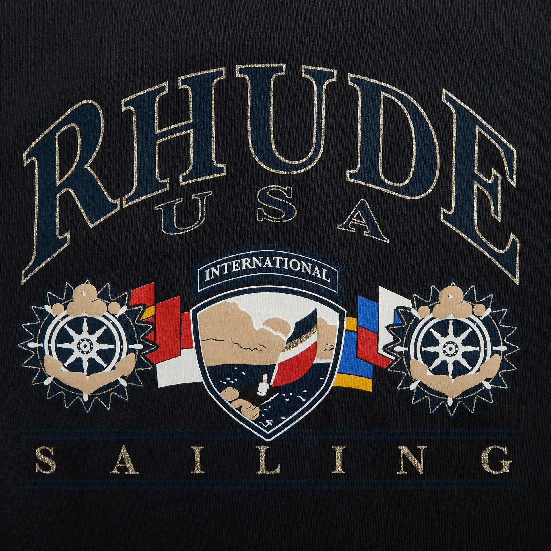 Rhude USA Sailing Icon Tee - Vintage White / Black