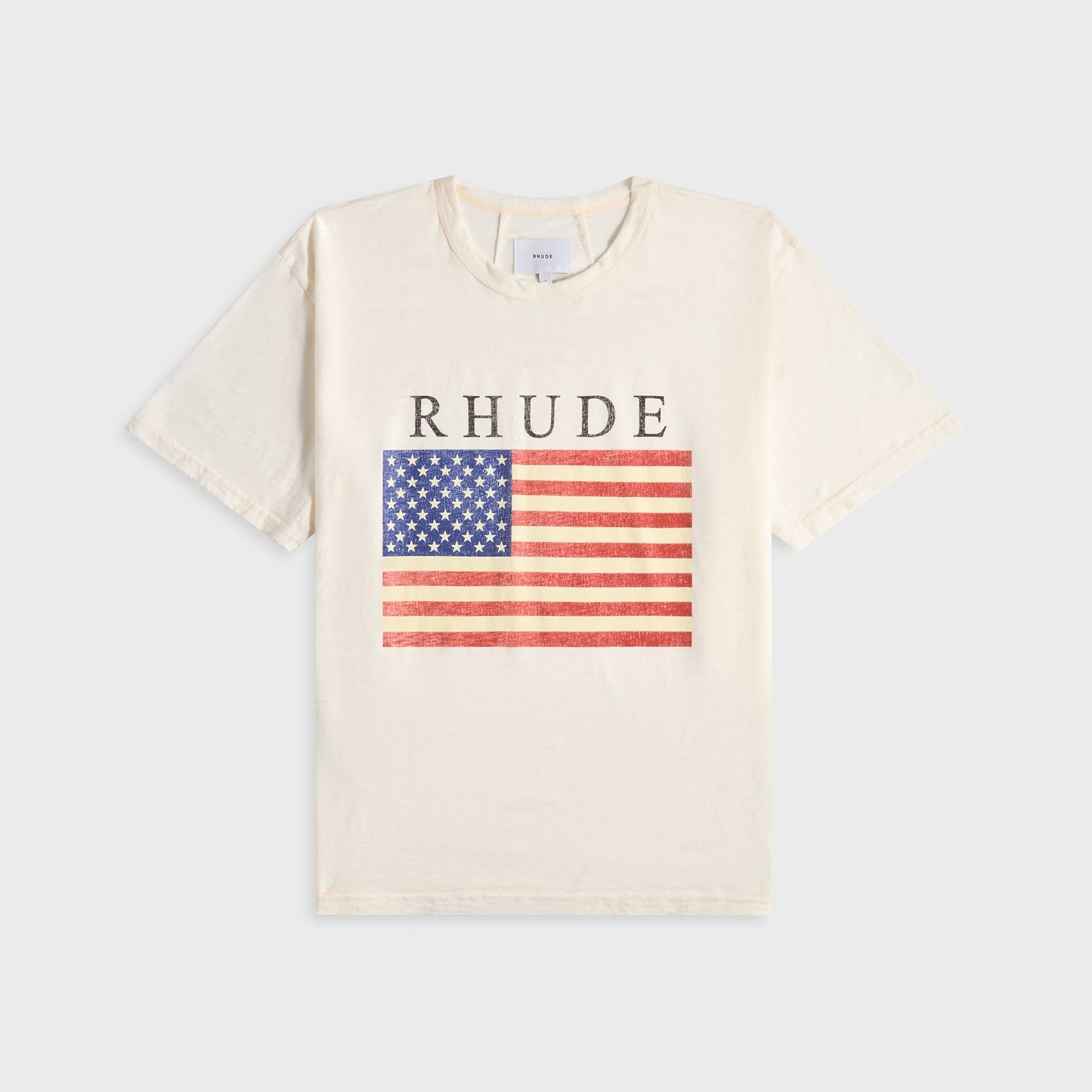 Rhude USA Flag Slub Tee - Vintage White / Black