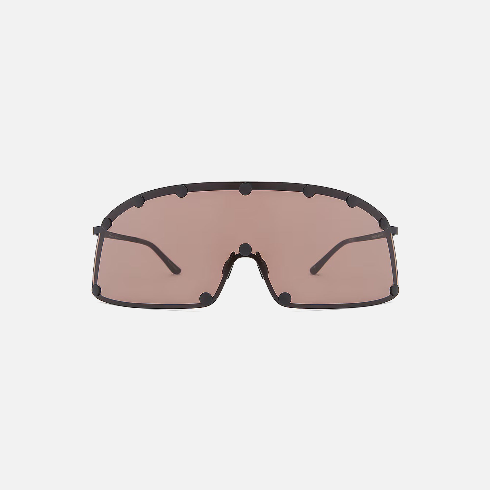Rick Owens Shielding Sunglasses - Black Temple / Brown Lens