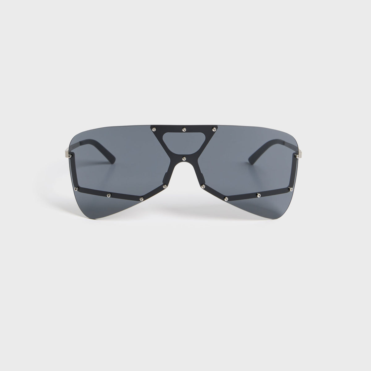 Rick Owens Tower Sunglasses - Silver Temple / Black Lens