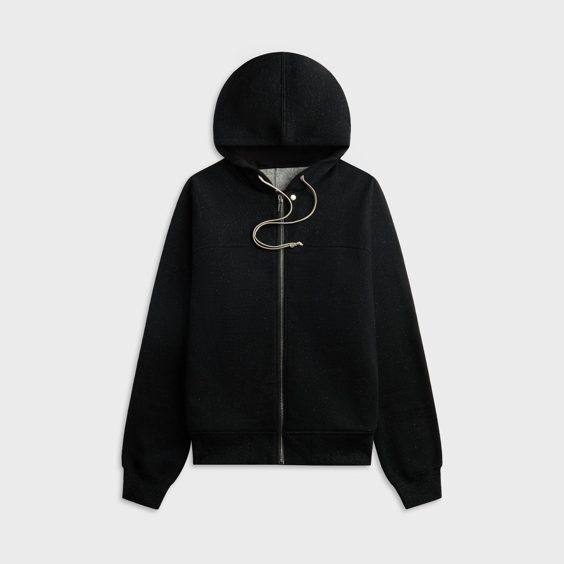 Stone Island navy knit long-sleeve polo shirt, front view, three-button placket and sleeve badge