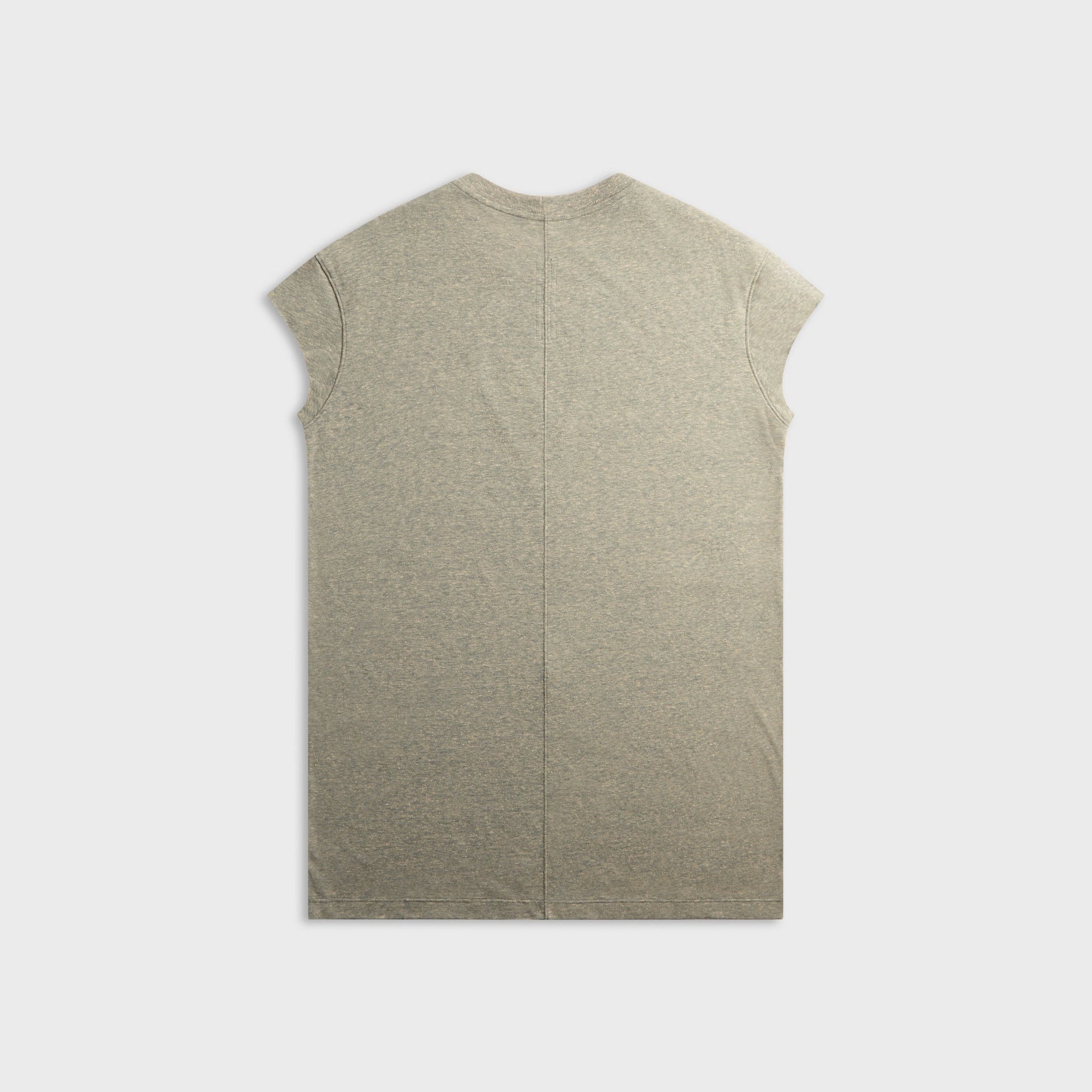 Rick Owens Gray Jumbo grey melange tee, back view, flat lay
