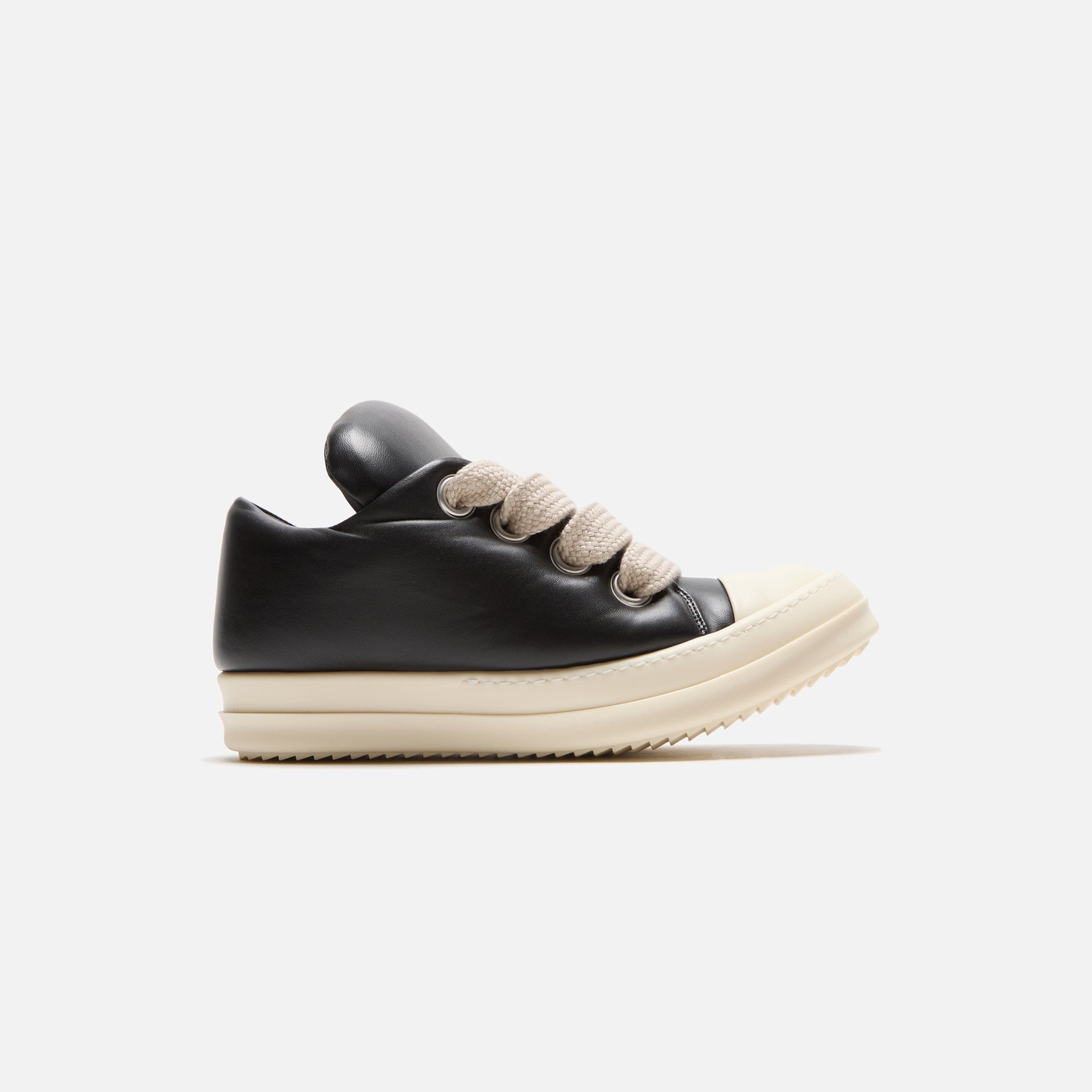 Rick Owens Scarpe in Pelle Jumbo Laced Padded Low Sneakers - Black / Milk