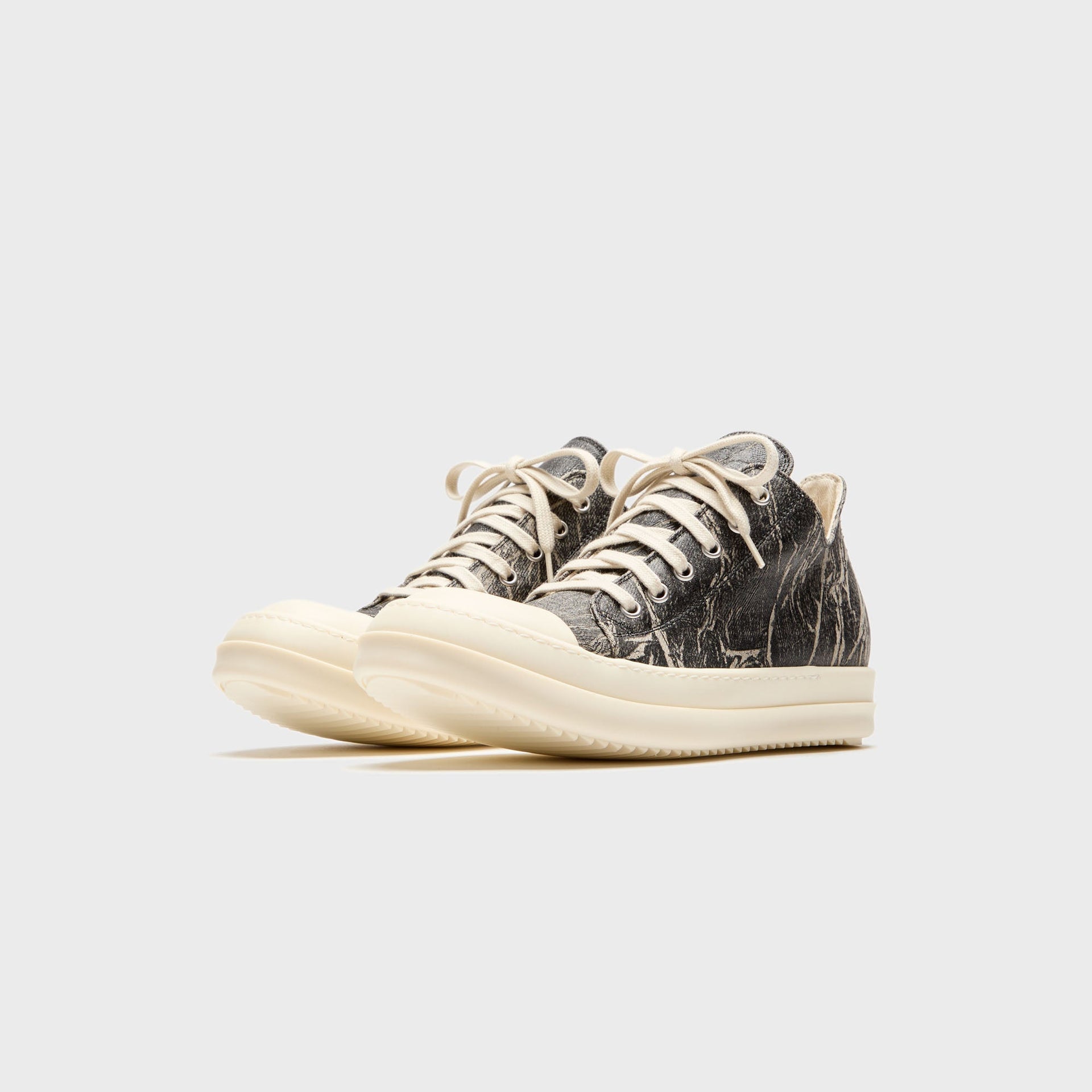 Rick Owens WMNS DRKSHDW Concordians Low Sneaks - Washed Foil / Denim Black