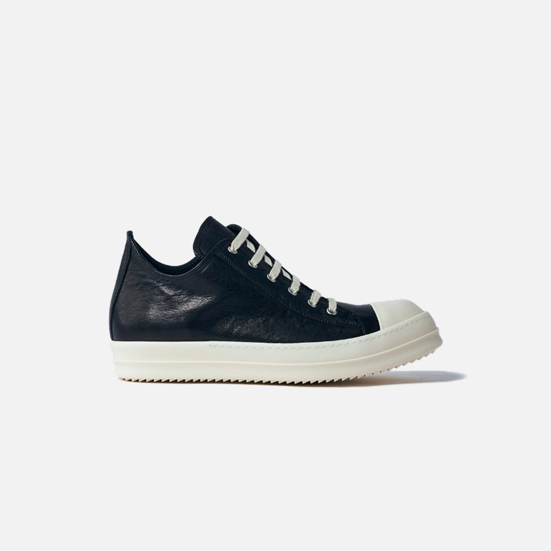 Rick Owens WMNS Scarpe Low Sneaker - Scarpe in Pelle Black / Milk / Milk