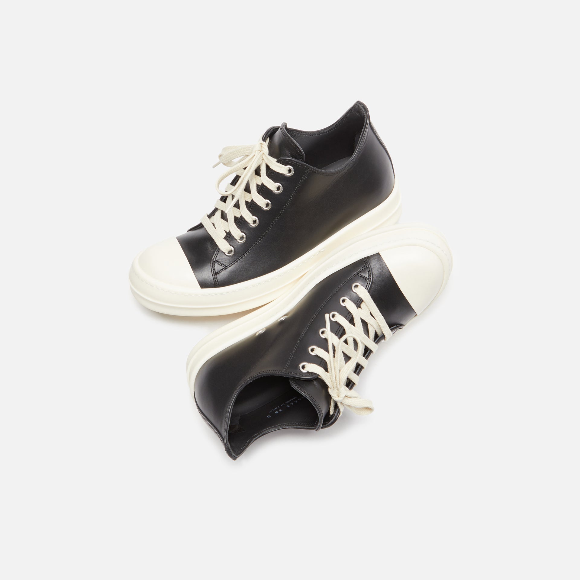 Rick Owens WMNS Scarpe in Pelle Low Sneakers - Black / Milk