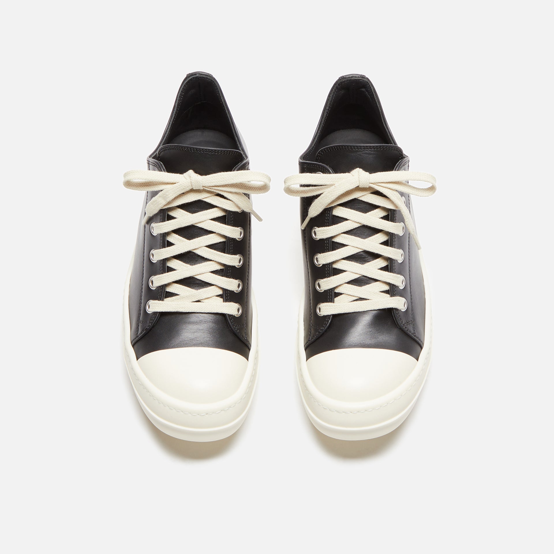 Rick Owens WMNS Scarpe in Pelle Low Sneakers - Black / Milk