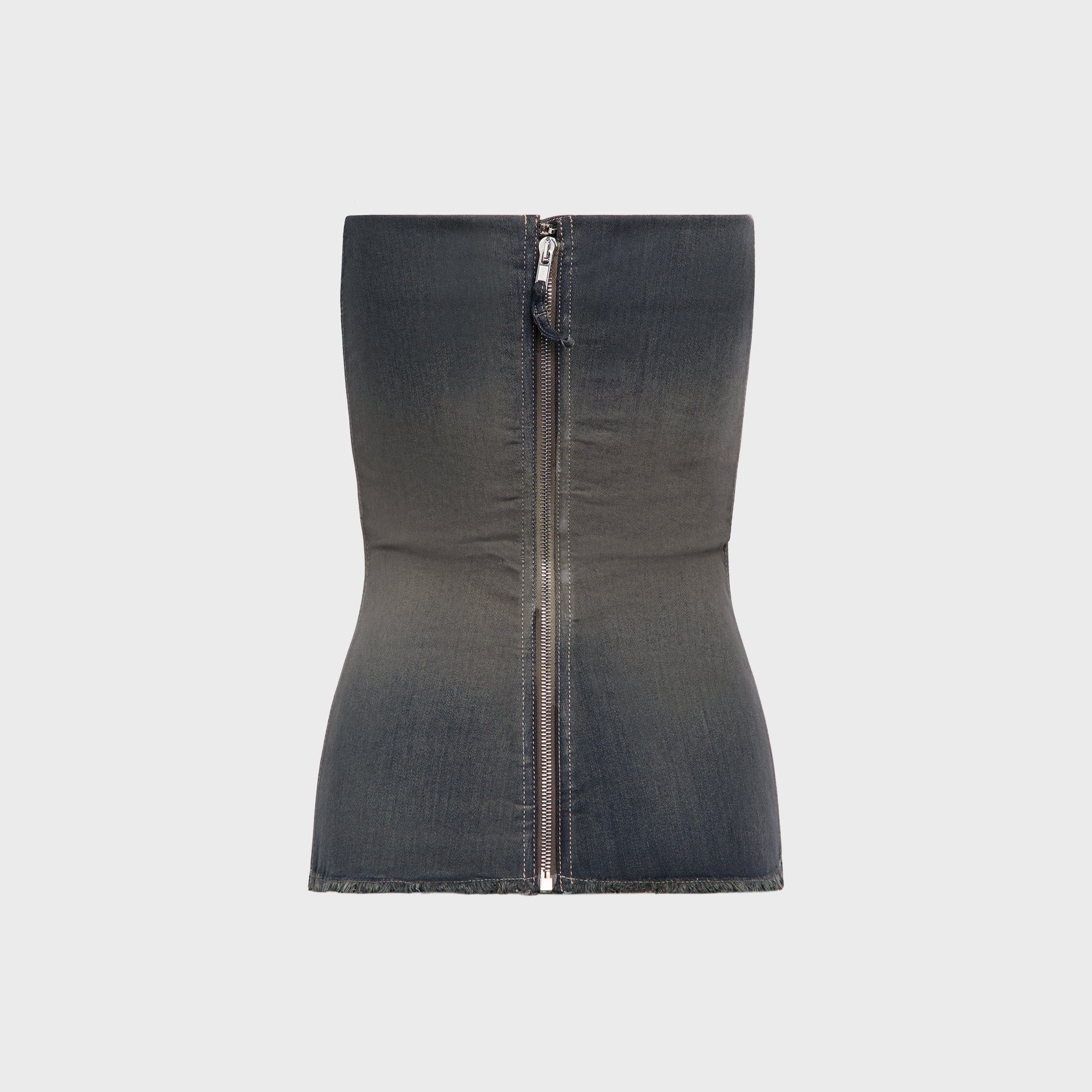 Rick Owens Denim Bustier Top in Darkdust Degrade