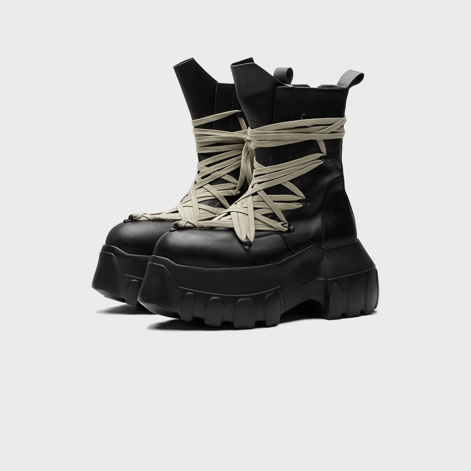 Rick Owens Megalaced Mega Tractor Stivali in Pelle - Black