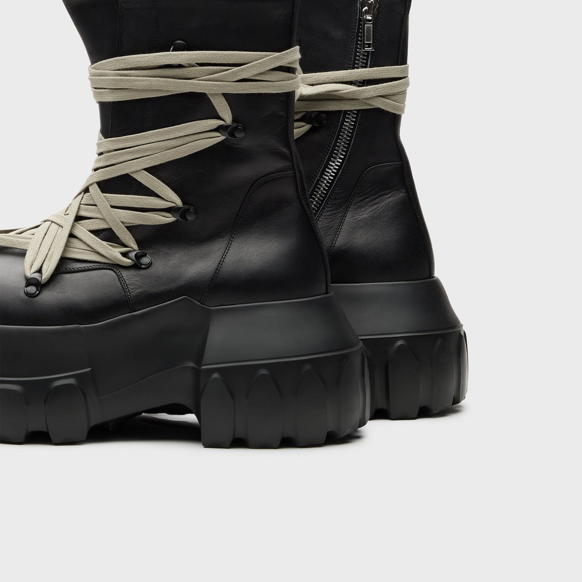 Rick Owens Megalaced Mega Tractor Stivali in Pelle - Black