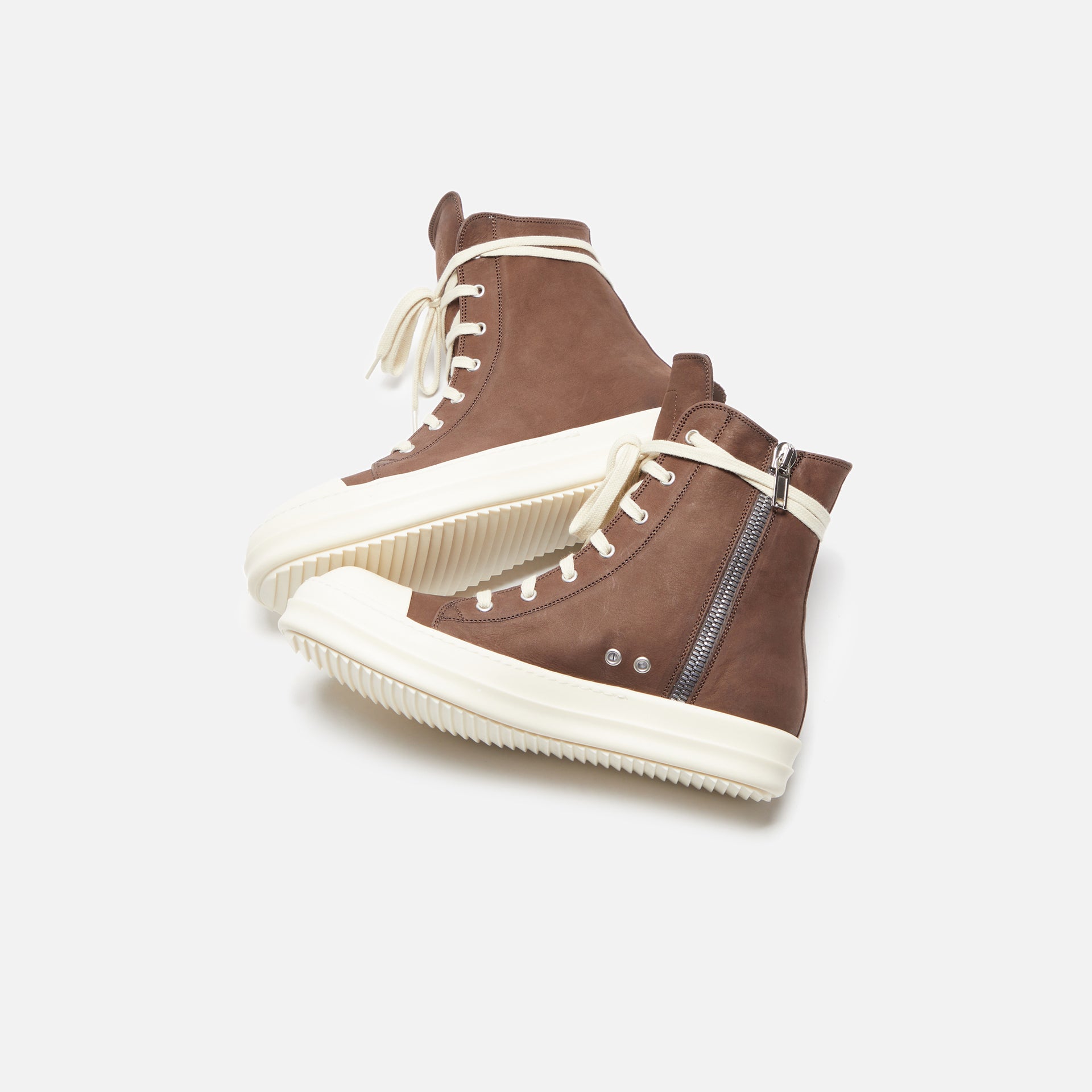 Rick Owens Scarpe in Pelle Sneakers - Brown / Milk / Milk