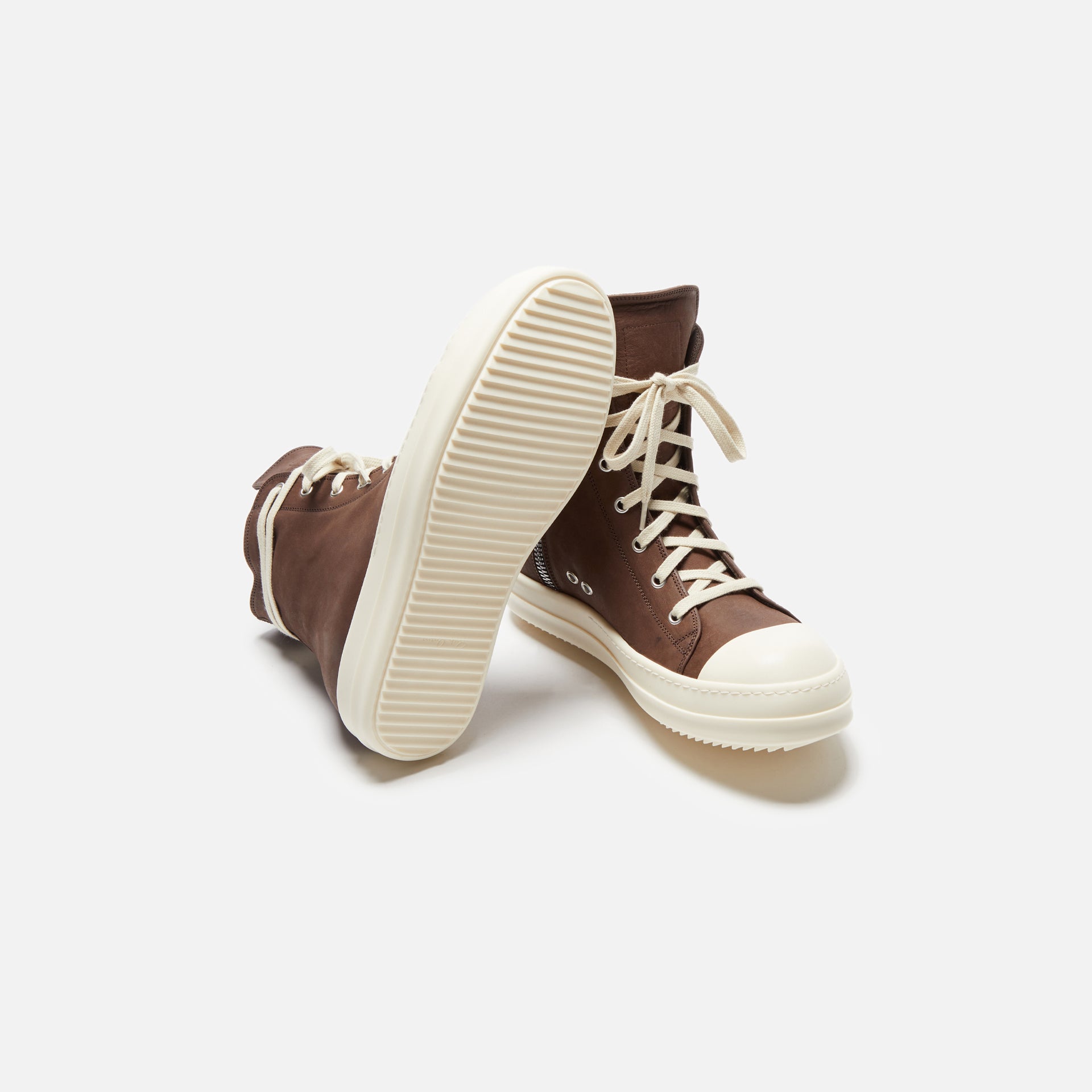 Rick Owens Scarpe in Pelle Sneakers - Brown / Milk / Milk