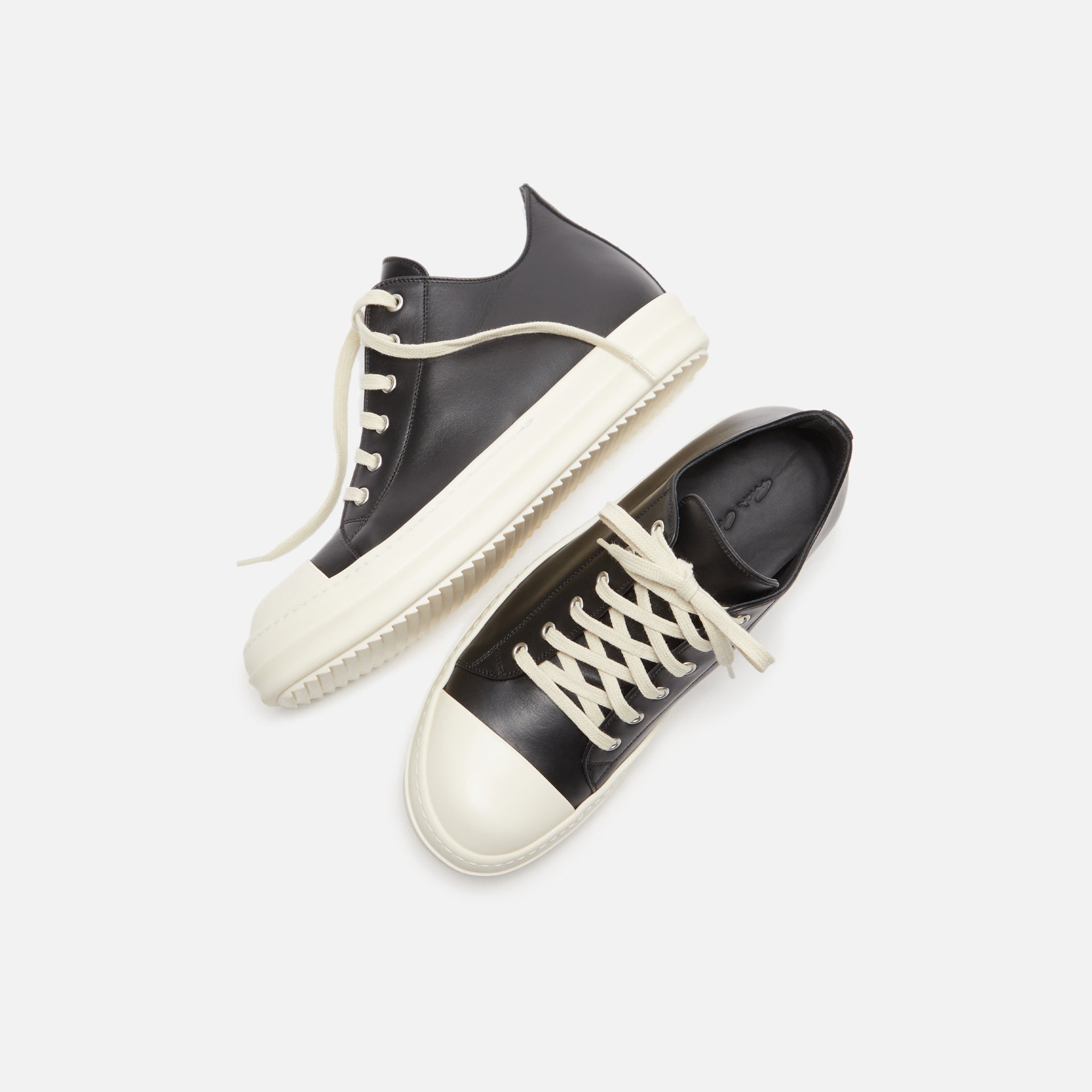 Rick Owens Porterville Low Sneaks - Black / Milk / Milk Scarpe in Pelle