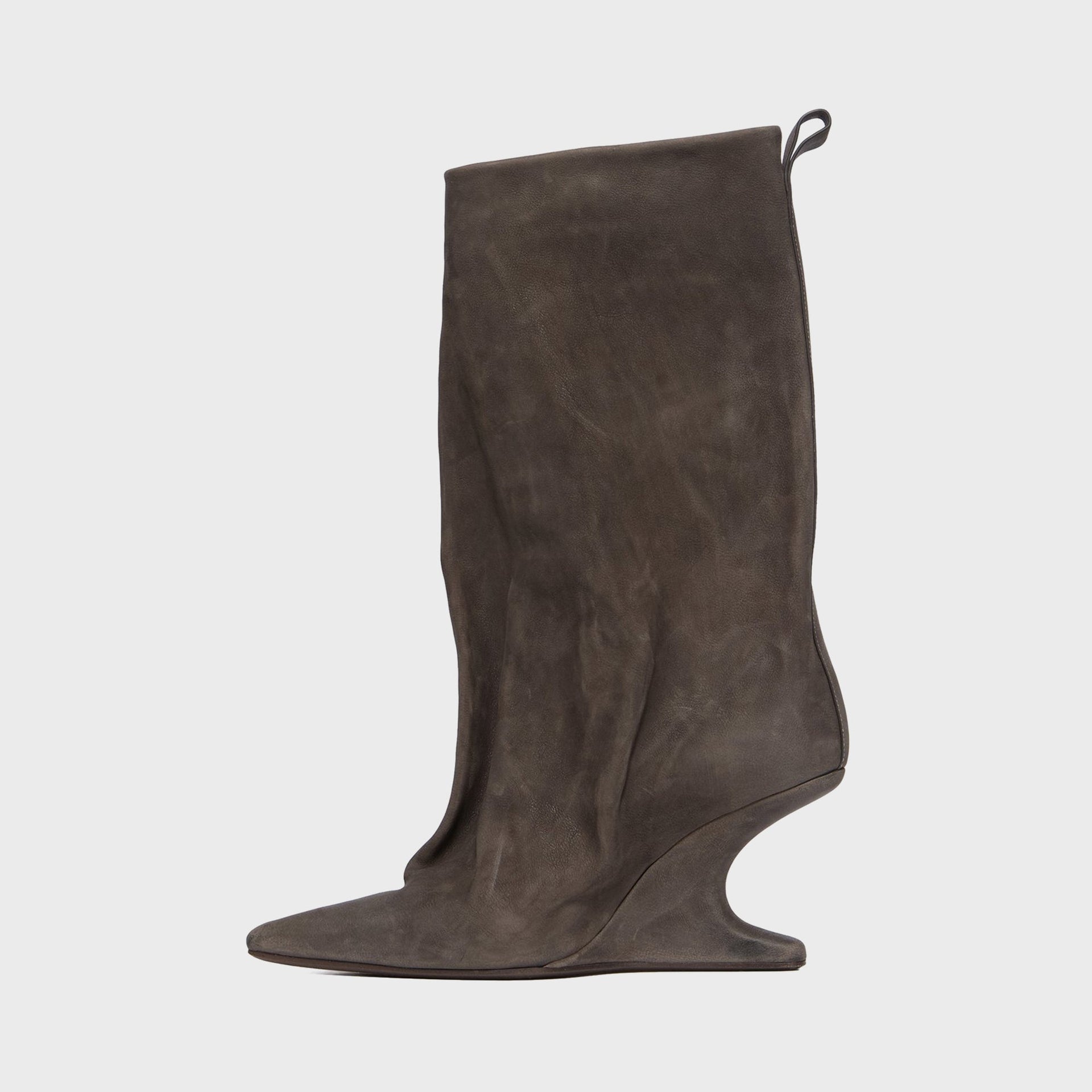 Rick Owens WMNS Cantilever Suede Peep Toe Boots - Dark Dust
