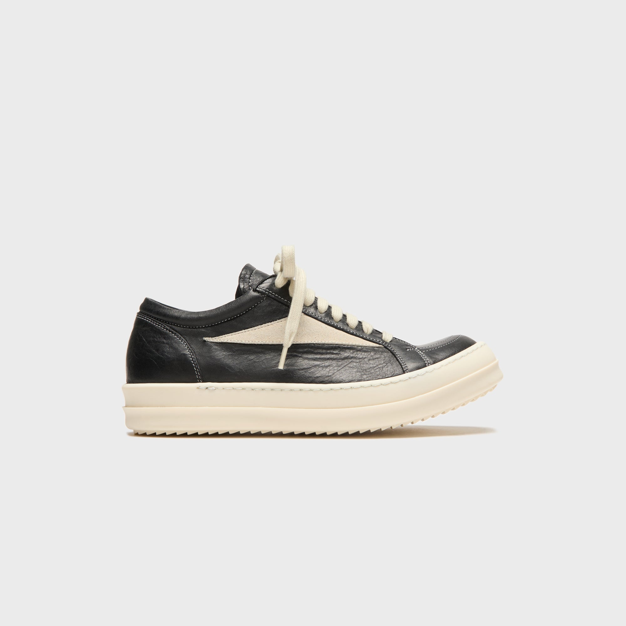 Rick Owens WMNS Black Temple Vintage Sneaks - Pelle Black / Milk