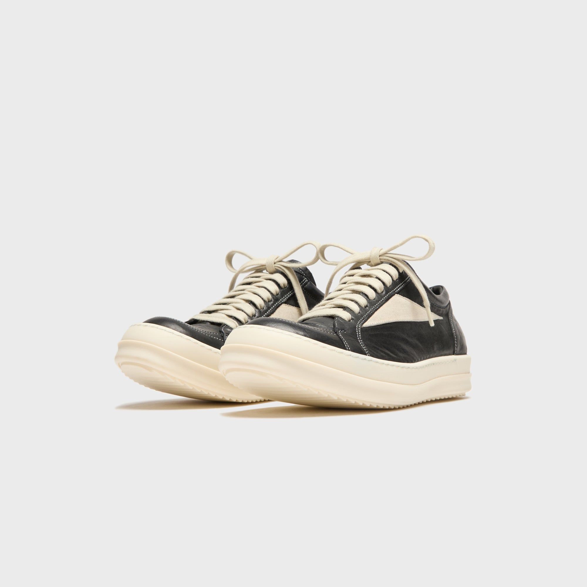 Rick Owens WMNS Black Temple Vintage Sneaks - Pelle Black / Milk