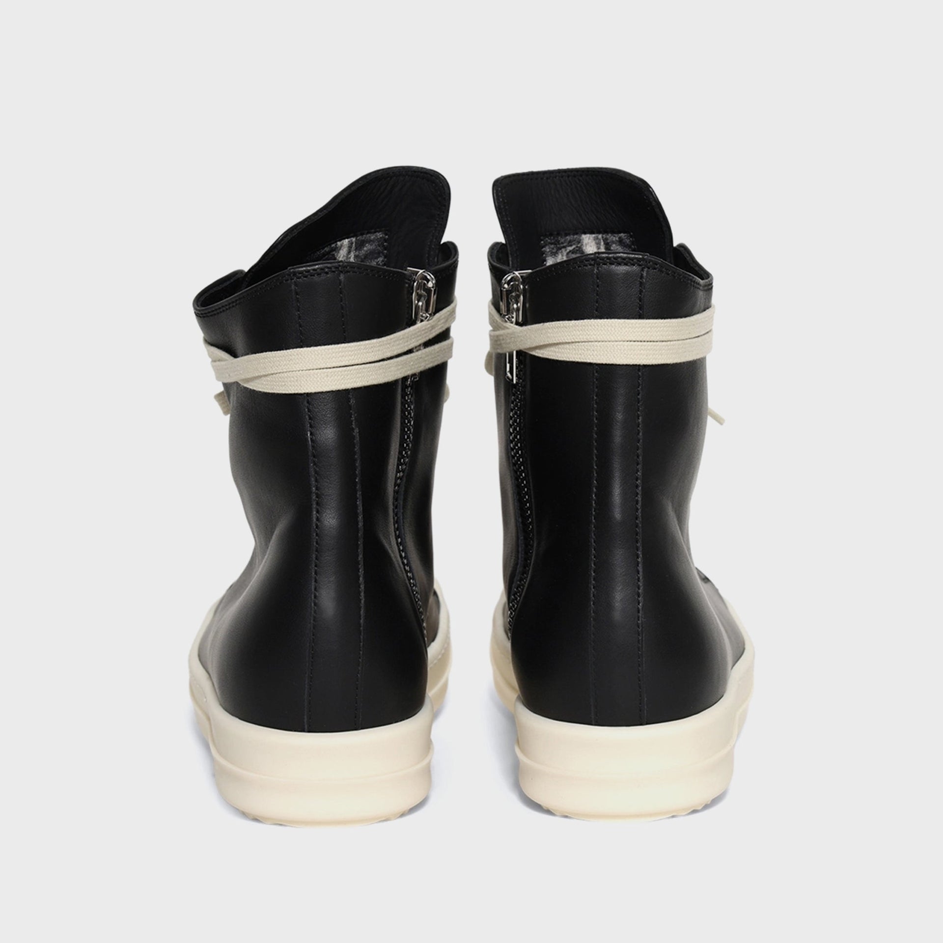 Rick Owens WMNS Hollywood Calf Leather Sneakers - Pelle Black / Milk / Milk