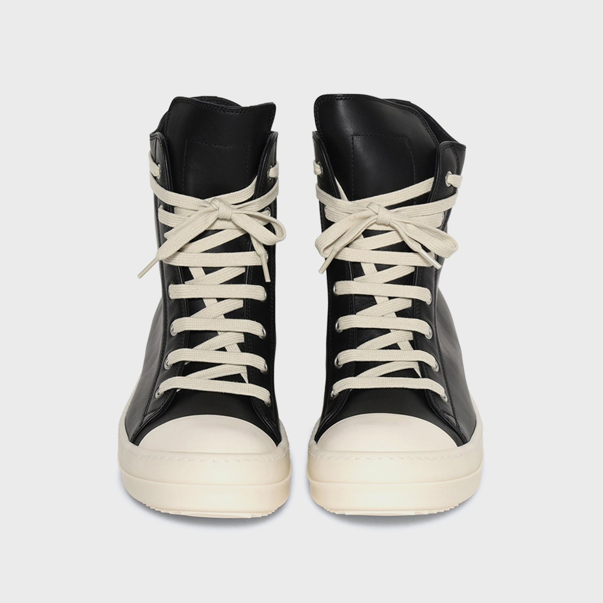 Rick Owens WMNS Hollywood Calf Leather Sneakers - Pelle Black / Milk / Milk