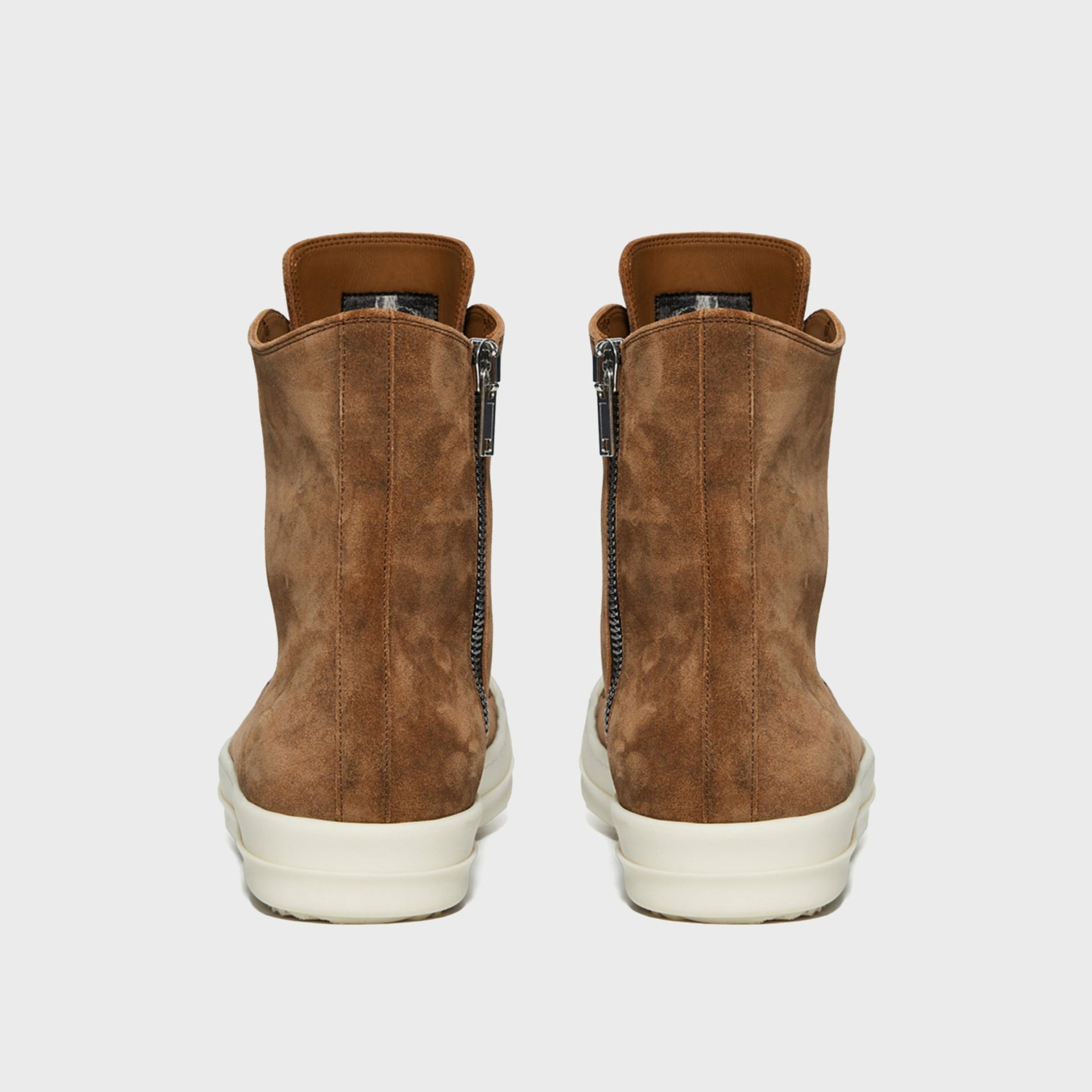 Rick Owens WMNS Temple Sumi Suede High Top Sneakers - Brown / Milk / Milk