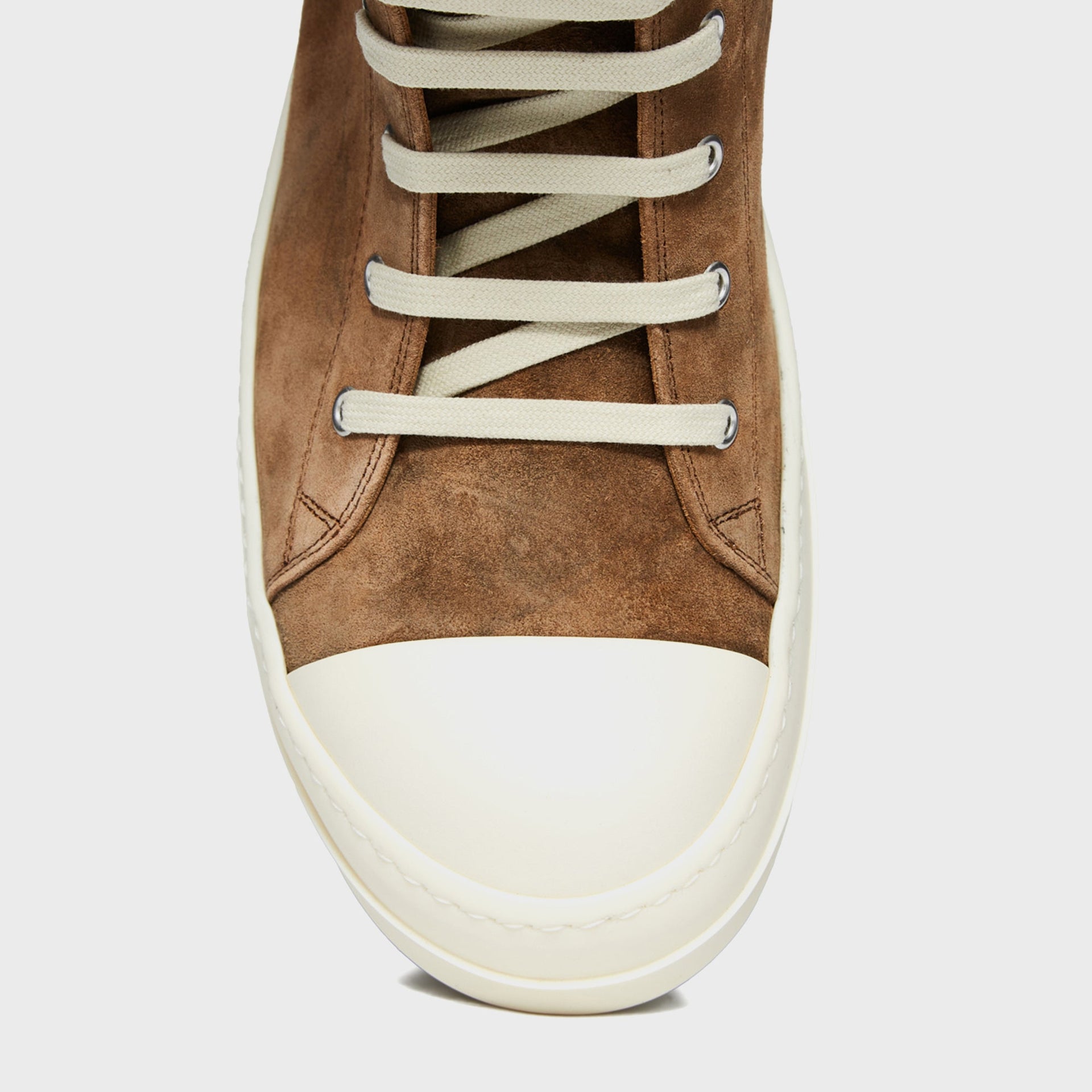 Rick Owens WMNS Temple Sumi Suede High Top Sneakers - Brown / Milk / Milk