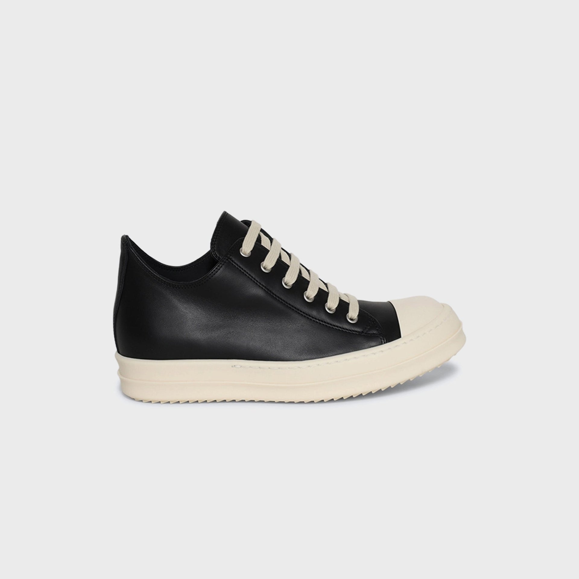 Rick Owens WMNS Black Hollywood Low Sneaks - Pelle Black / Milk / Milk