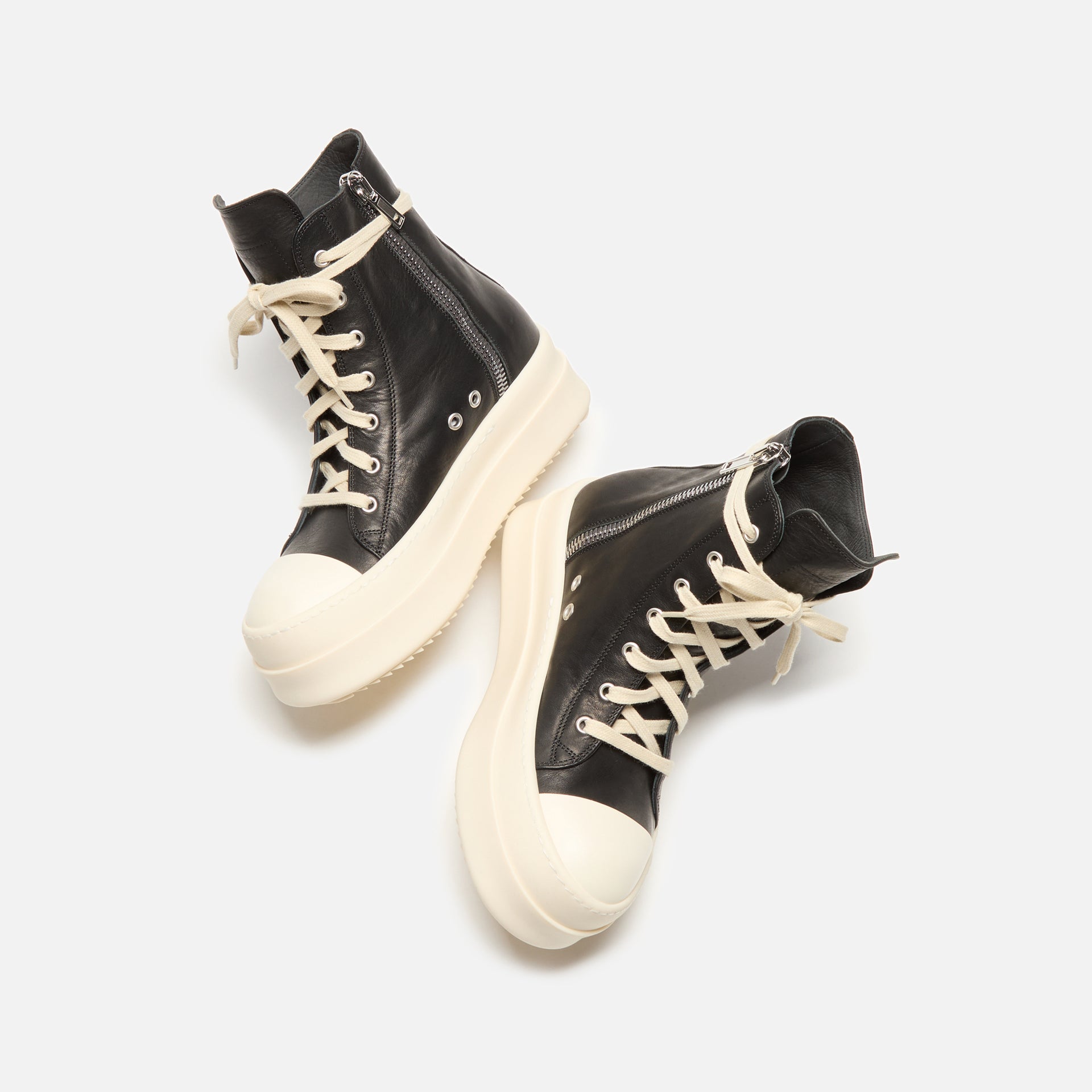 Rick Owens WMNS Mega Bumper Sneaks - Black / Milk / Milk Scarpe in Pelle