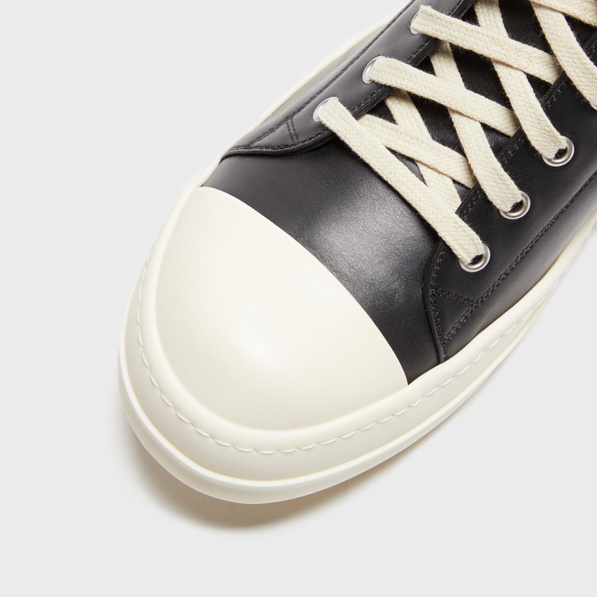 Rick Owens Scarpe Pelle Low Sneakers - Black / Milk / Milk