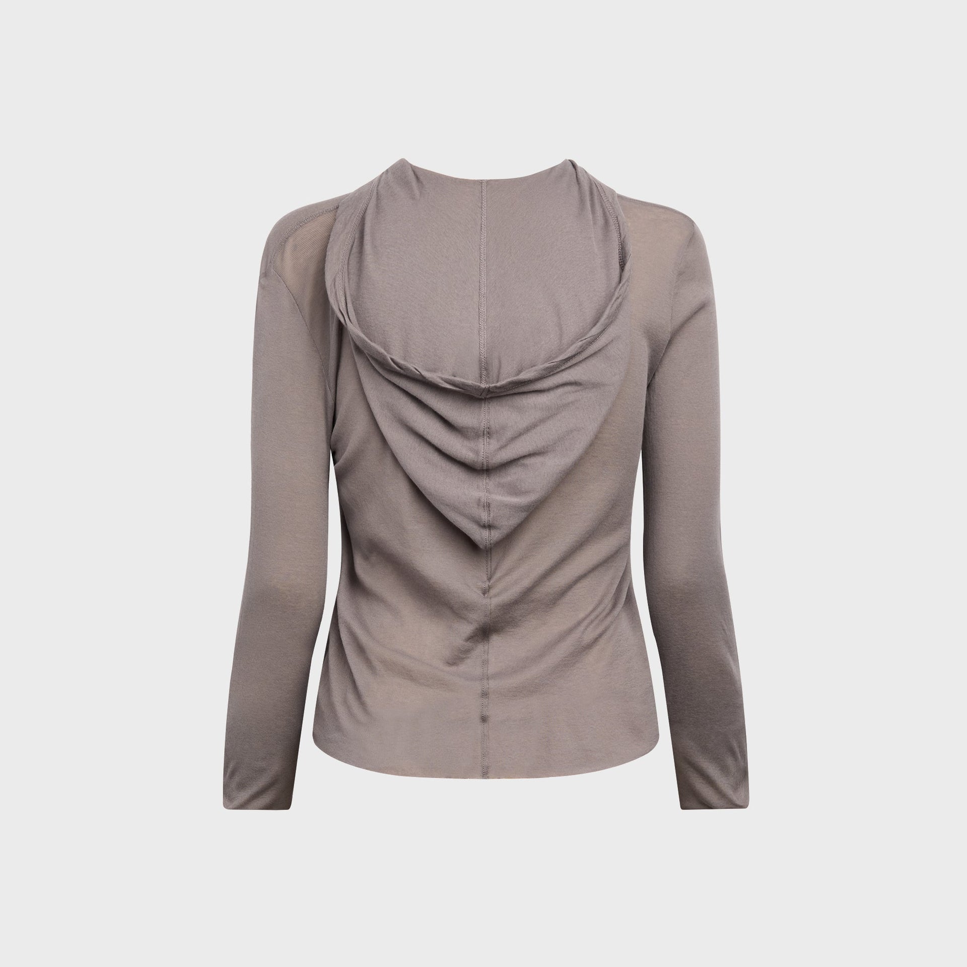 Rick Owens Cropped Hooded Rib Long Sleeve Tee - Steel