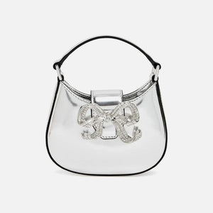 Self-Portrait Curved Bow Micro Bag - Silver