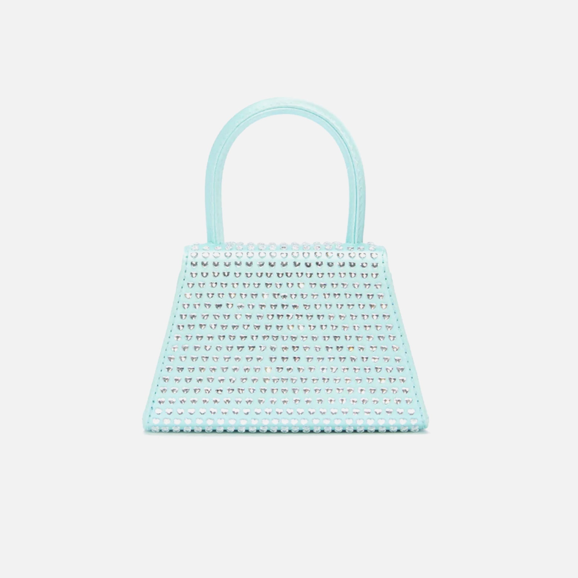 Self-Portrait Satin Heart Rhinestone Micro Bow Bag - Blue