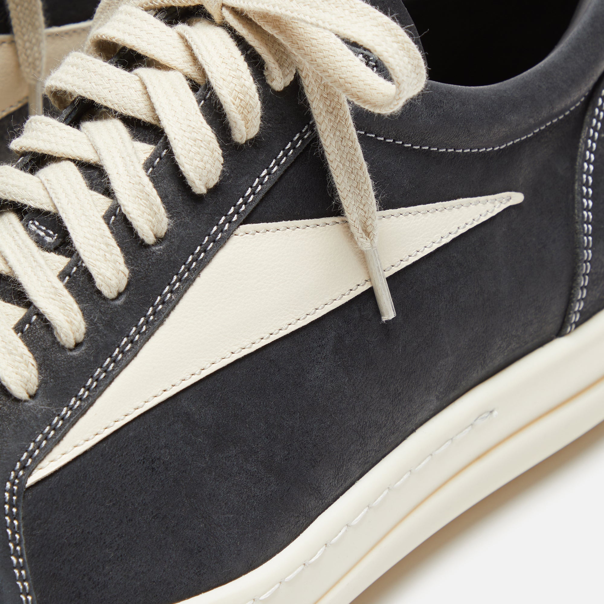 Rick Owens Scarpe Pelle Vintage Sneakers - Black / Milk
