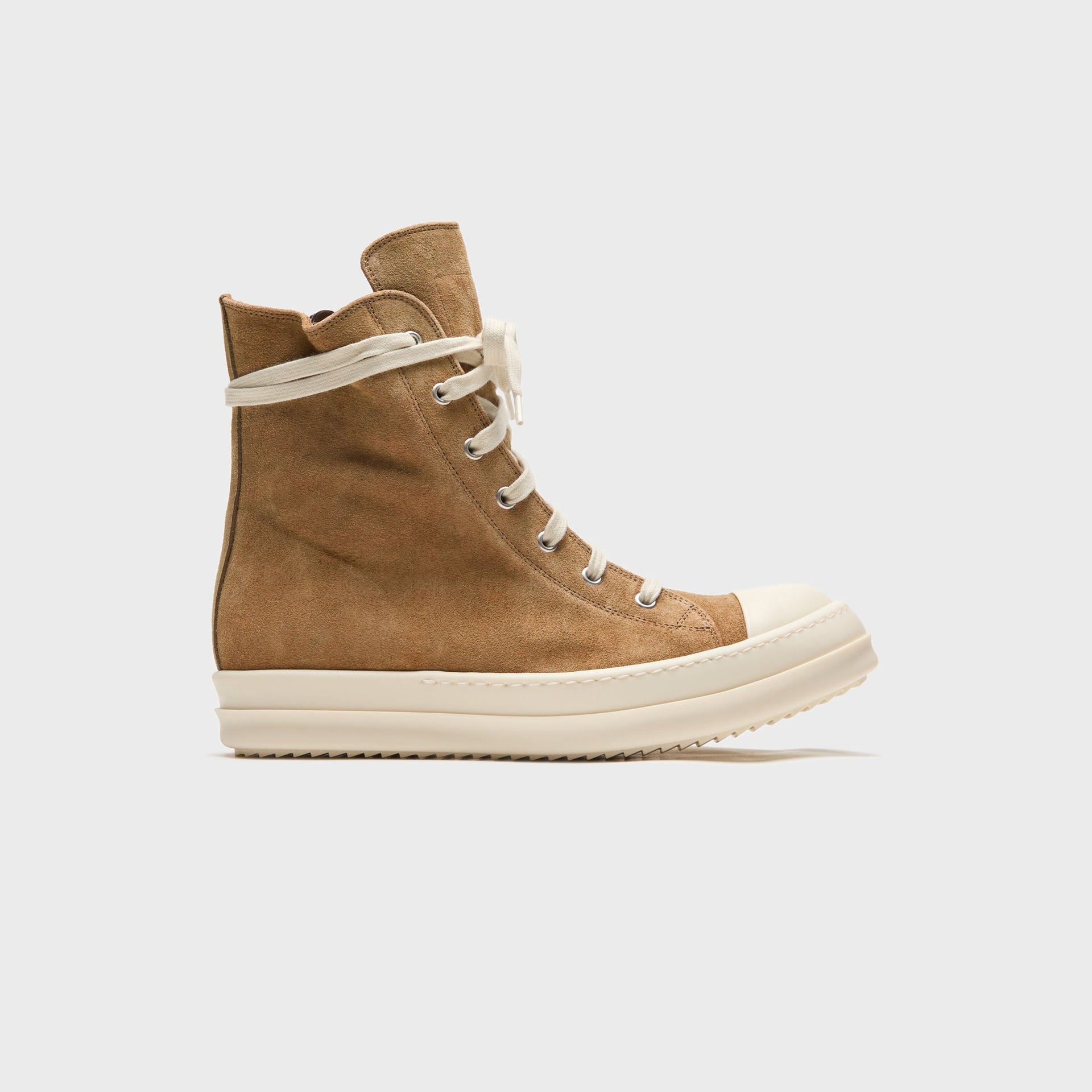 Rick Owens Temple Sumi Suede High Top Sneakers - Brown / Milk / Milk