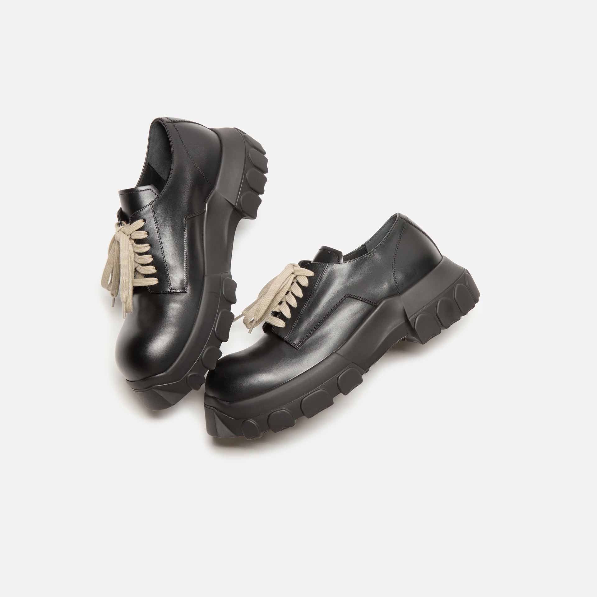 Rick Owens Laceup Bozo Tractor - Black /Black Scarpe in Pelle