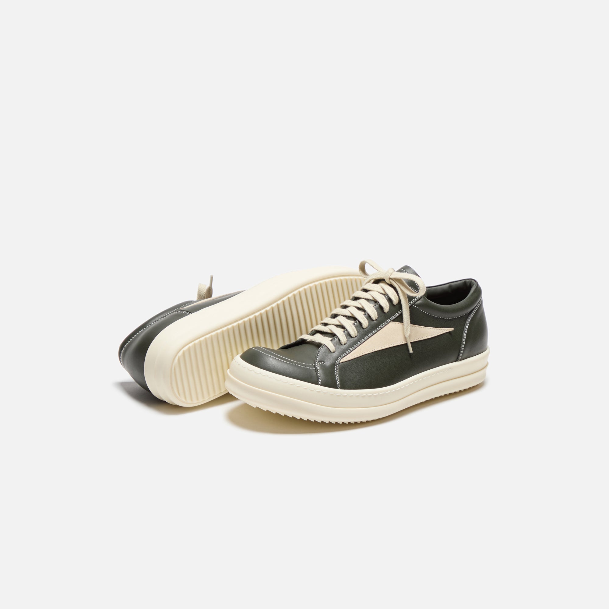 関税込【RICK OWENS】Leather sneakers Milk Vintage Sneakers in Pearl/Milk – SVRN