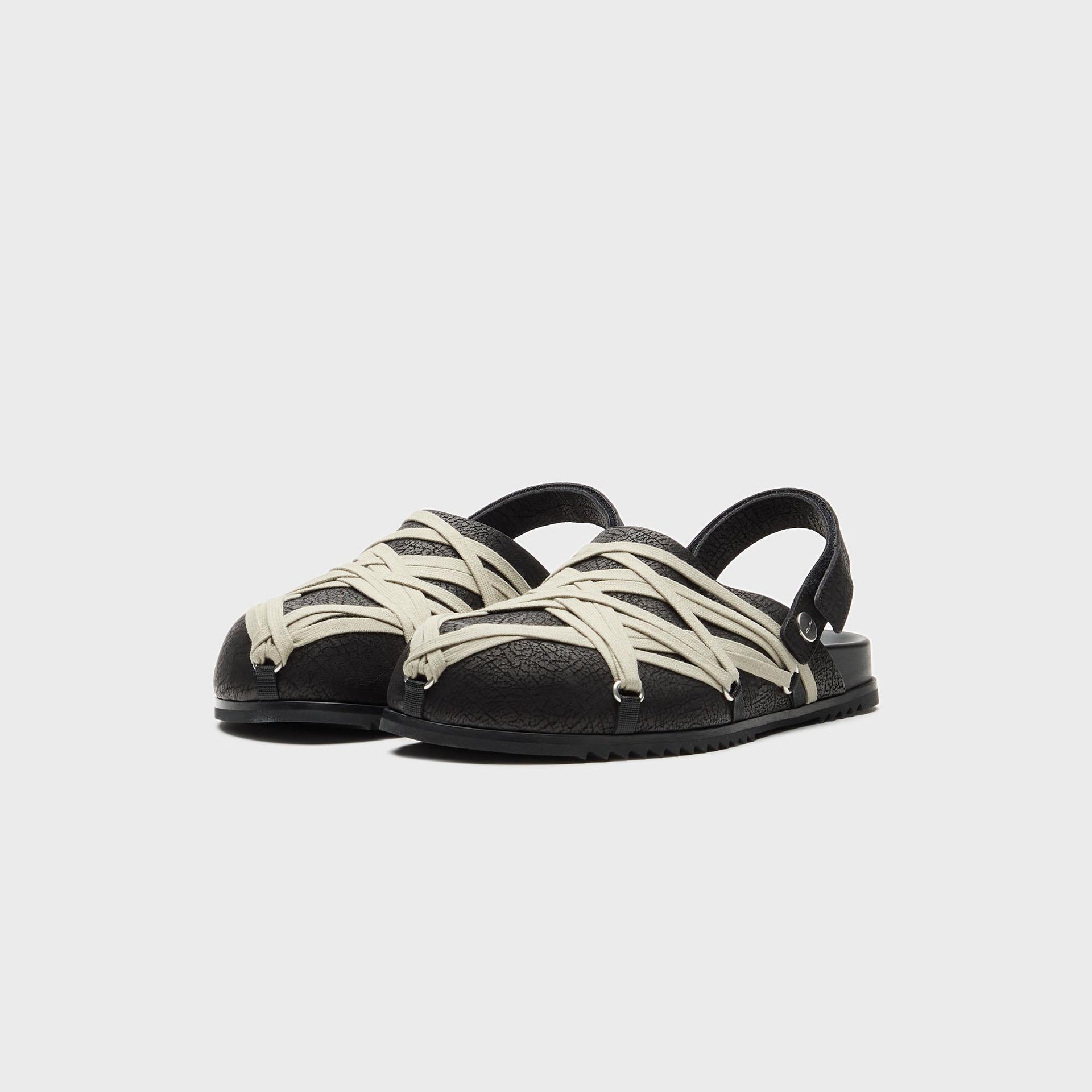 Rick Owens Megalace Mule Granola Mules- Pelle Black